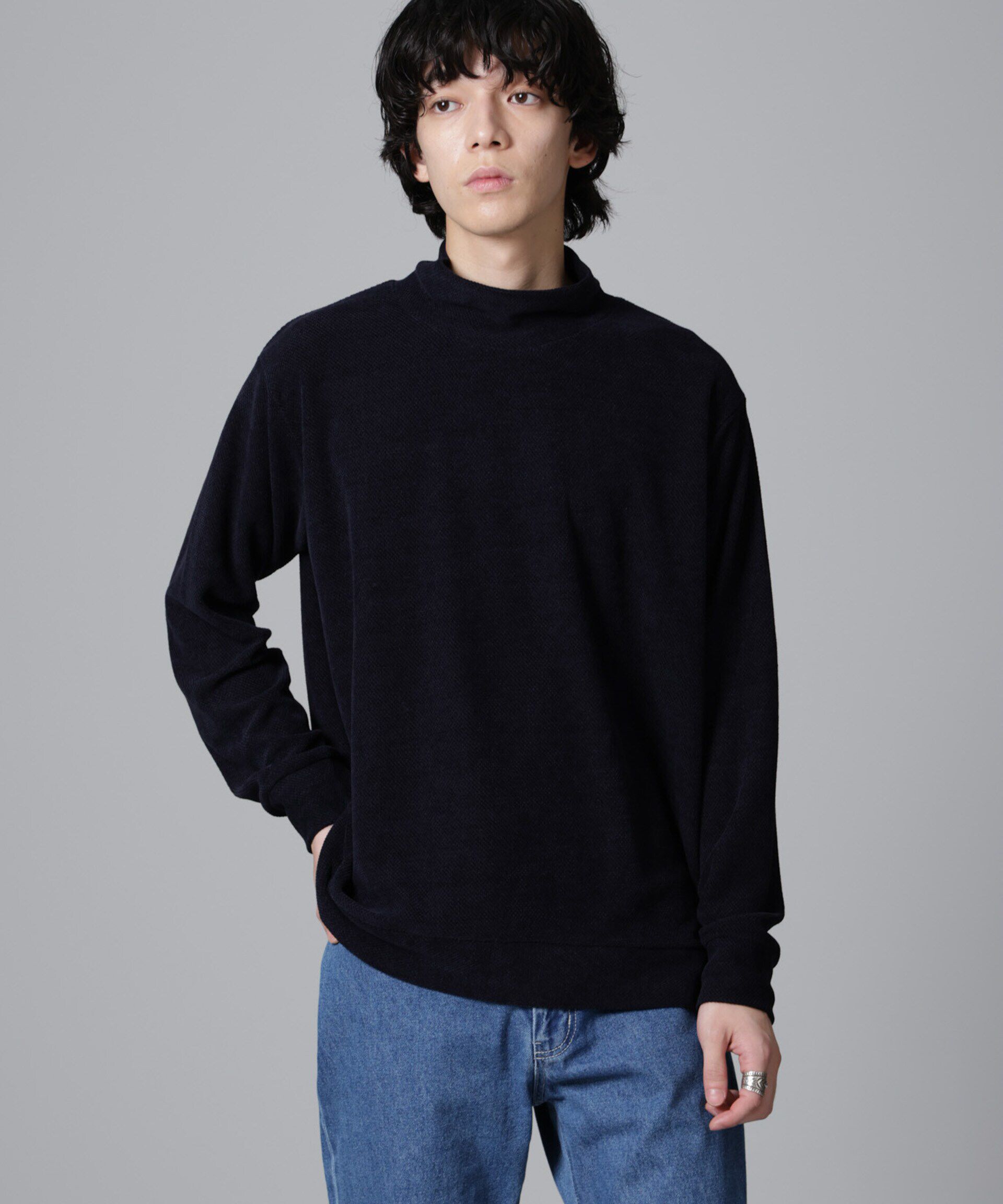 nano･universe「モールライクハイネックプルオーバー 長袖」|Tシャツ・カットソー|ネイビー