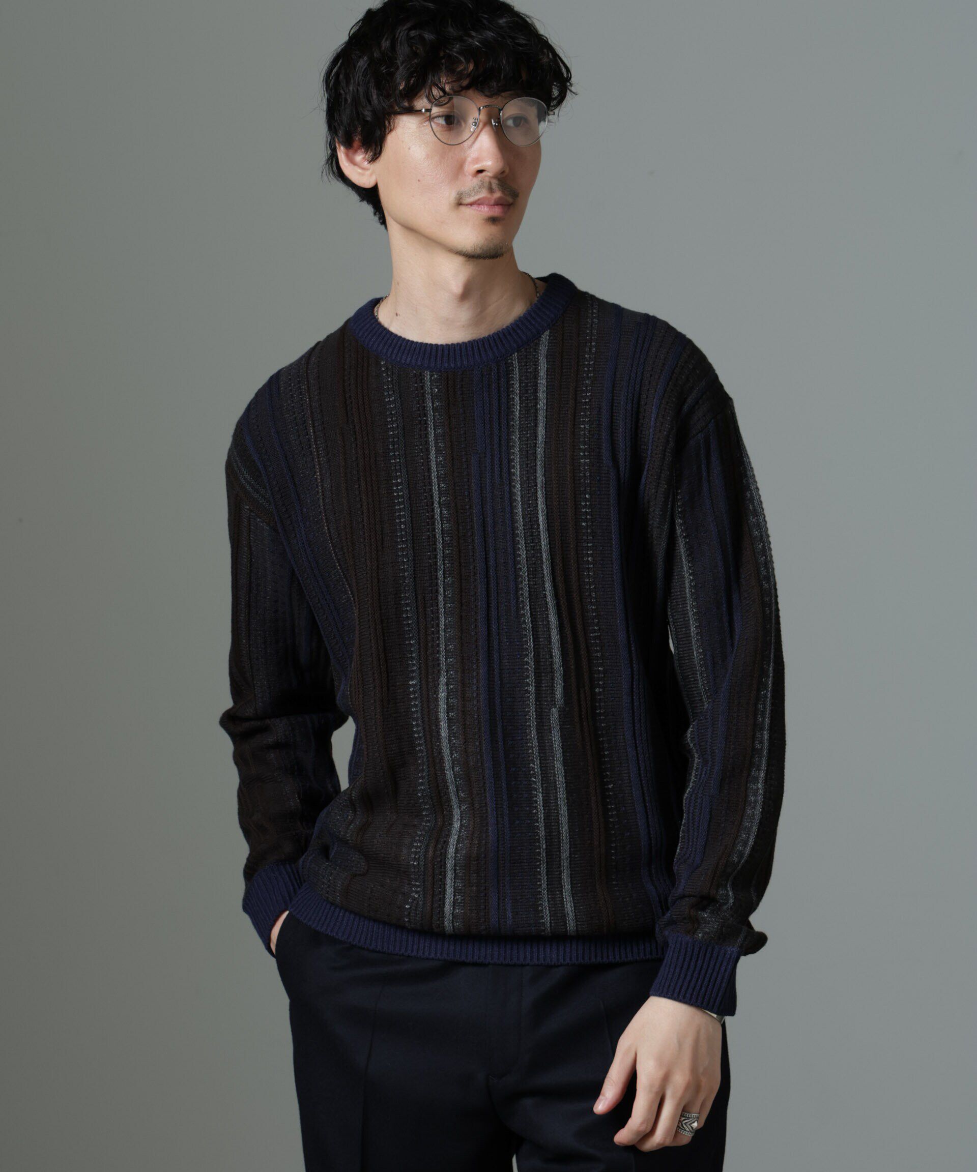 nano･universe「ジャガードヴィンテージライクニット」|ニット・セーター|ブラック