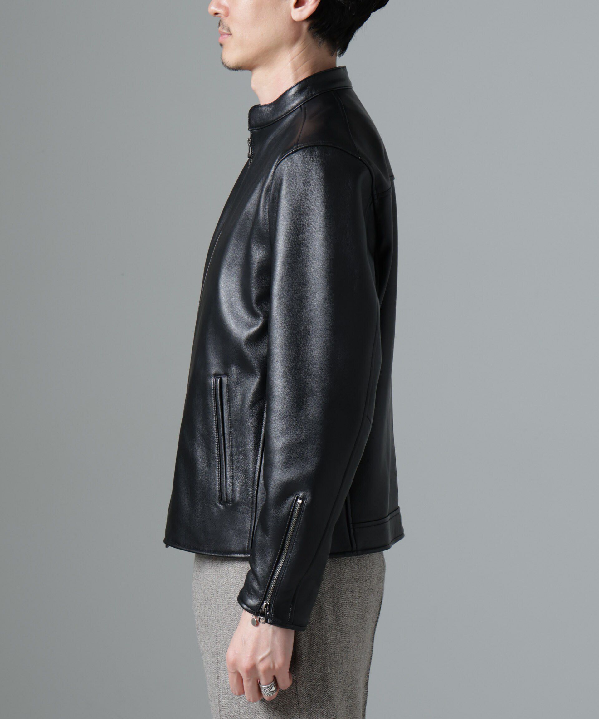 nano･universe「バンドカラーレザーシングルライダースジャケット」|ライダースジャケット|