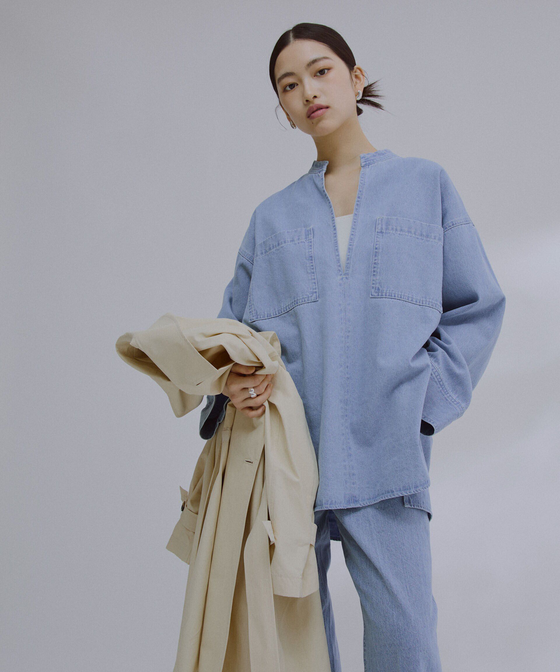 nano･universe「デニムポケットプルオーバー（セットアップ可）」|シャツ・ブラウス|L.ブルー1