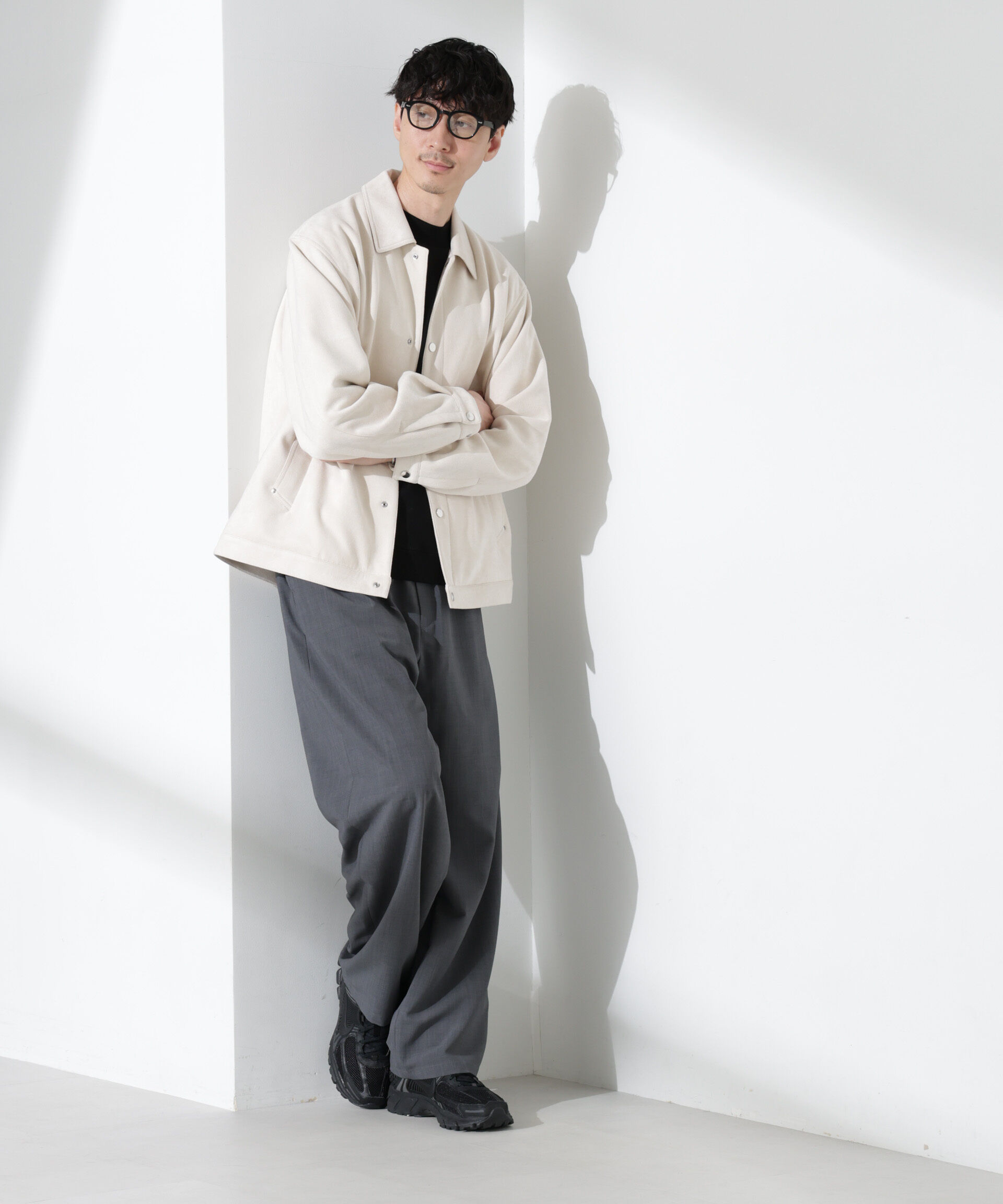 nano･universe「フェイクスエードシャツブルゾン」|ブルゾン・スタジャン|アイボリー7