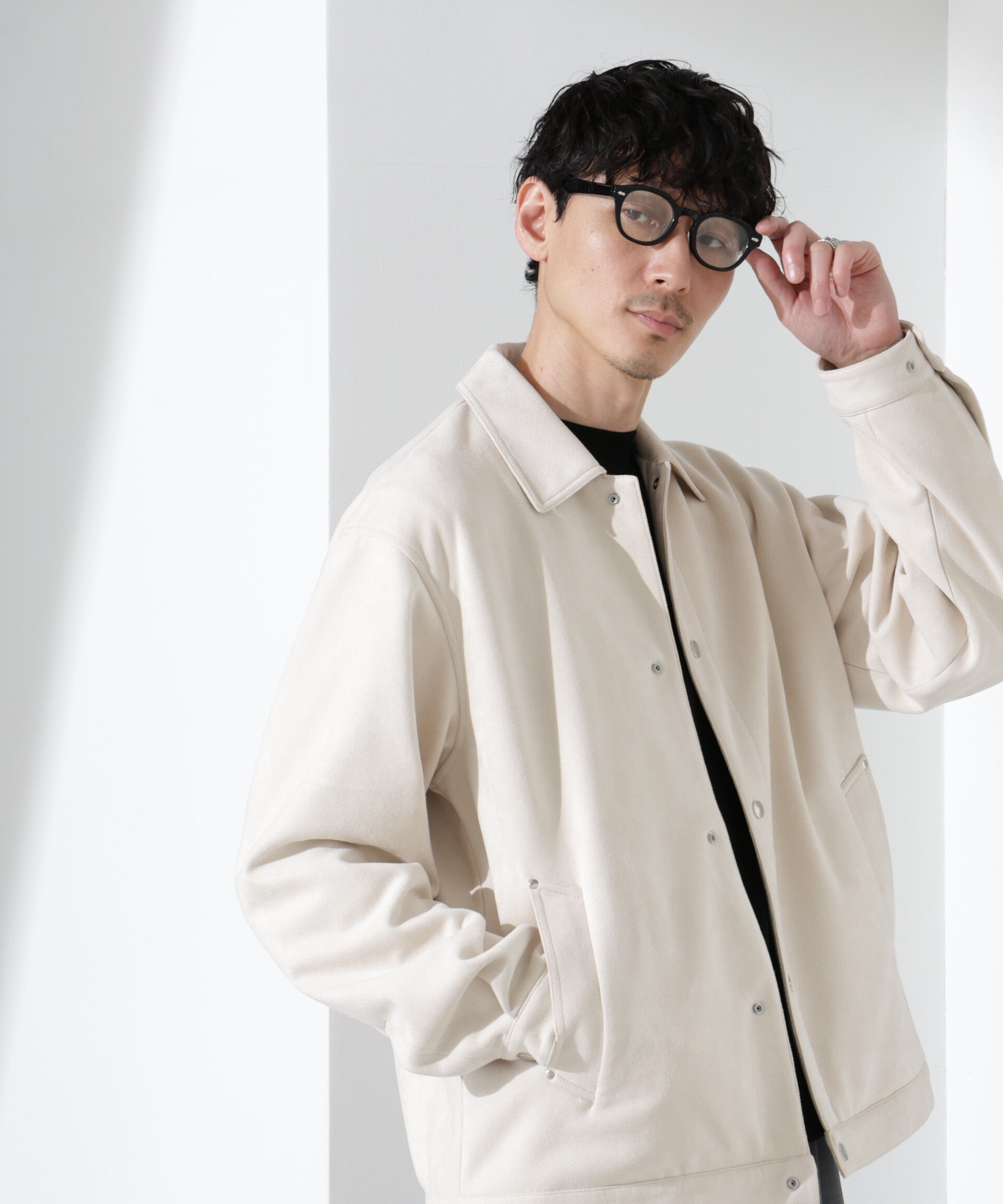 nano･universe「フェイクスエードシャツブルゾン」|ブルゾン・スタジャン|