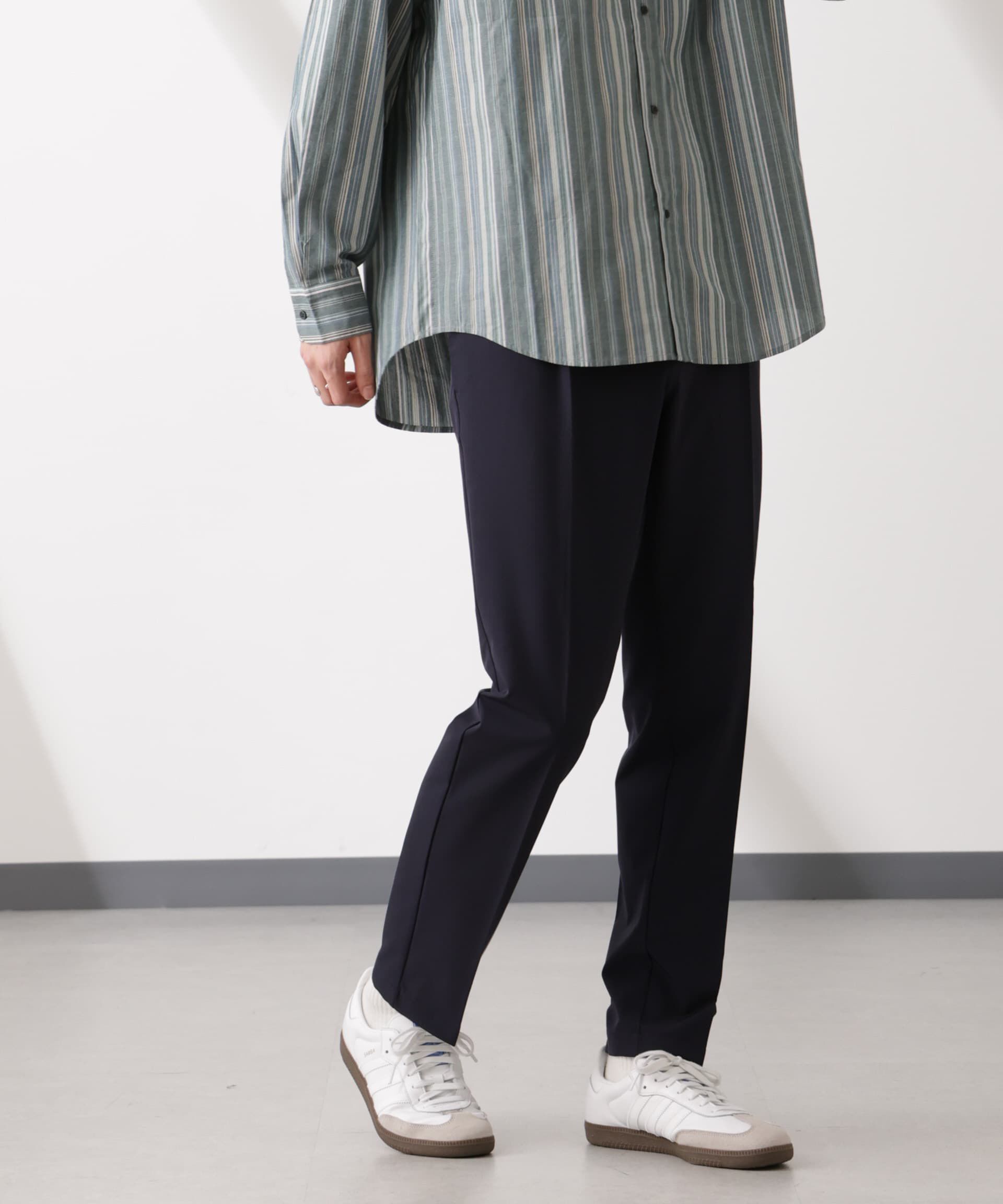 nano･universe「ライトウェイトストレッチ タイトスラックス(セットアップ可)」|チノ|ネイビー