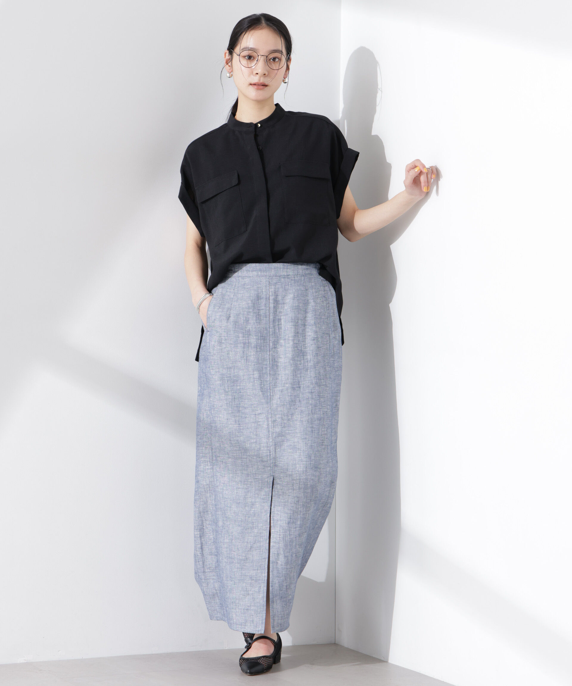 nano･universe「ヨーロピアンフラックス サイド切替Iラインスカート（セットアップ可）」|スカート|