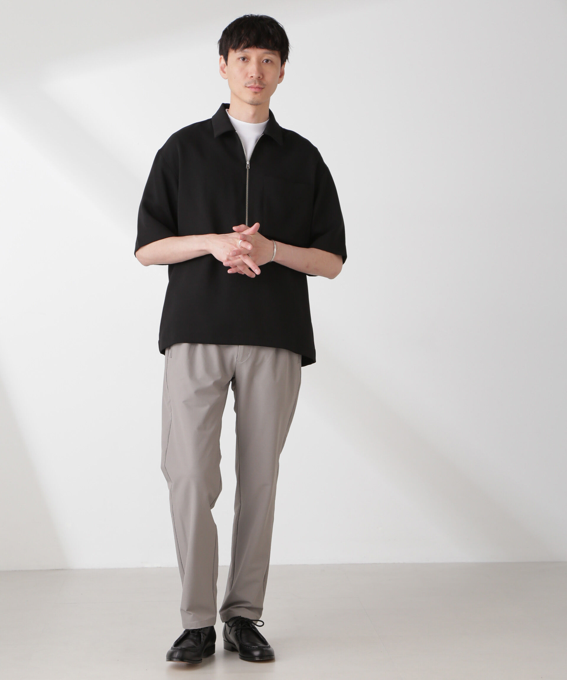 nano･universe「ハイストレッチスポーティーテーパードイージーパンツ」|チノ|