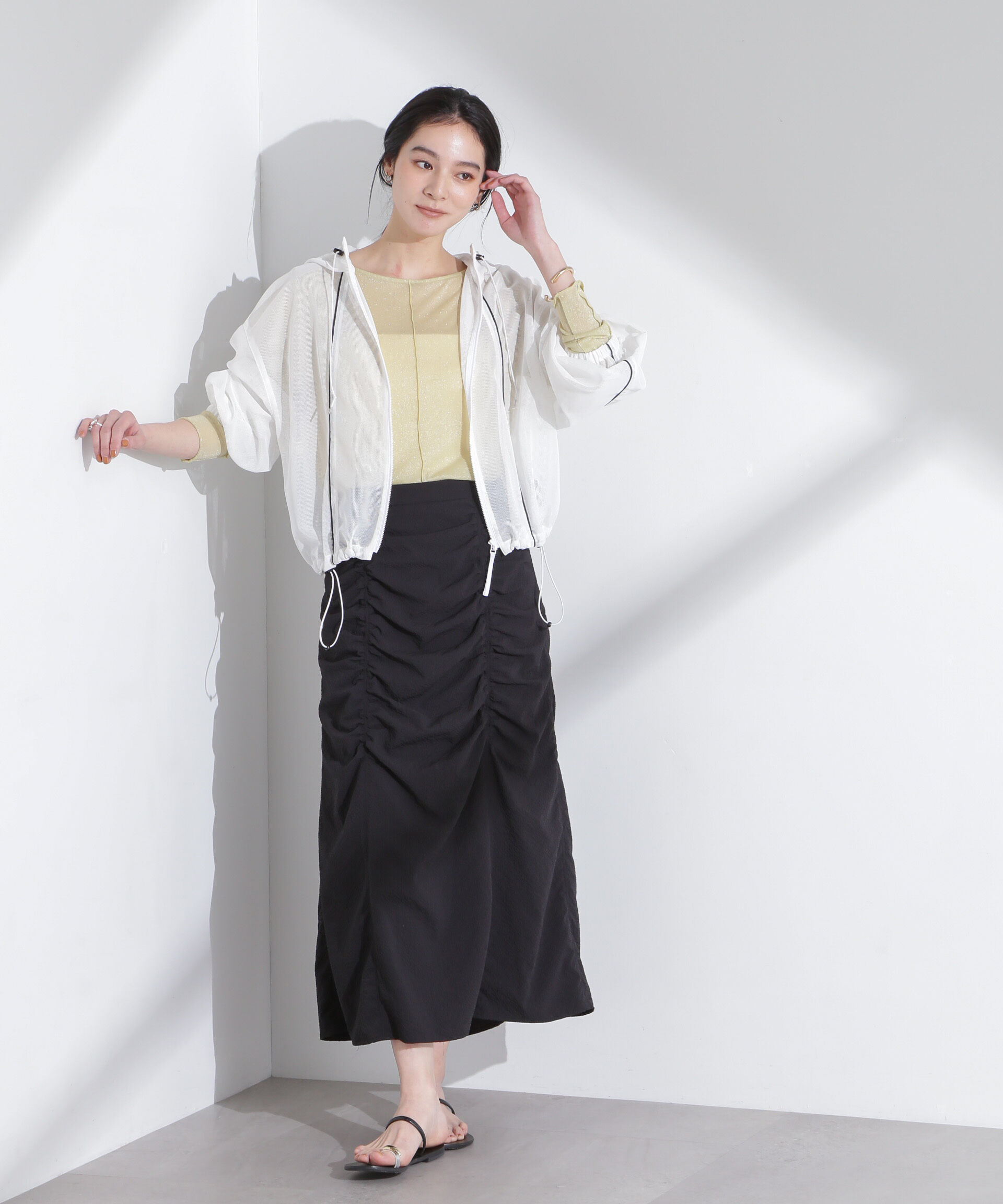 nano･universe「配色パイピングメッシュブルゾン」|ブルゾン・スタジャン|