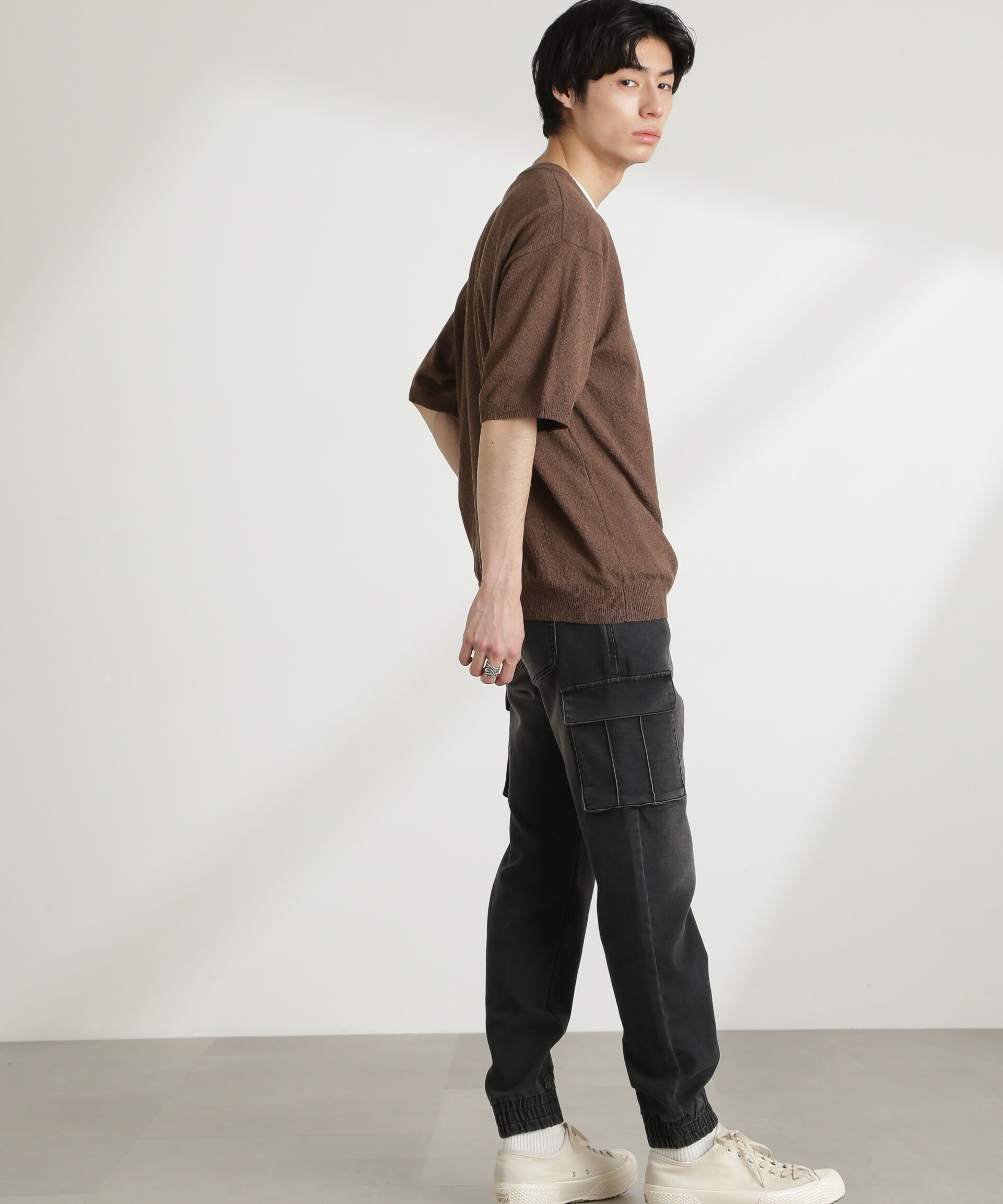 nano･universe「ブークレクルーネックニット 半袖」|ニット・セーター|