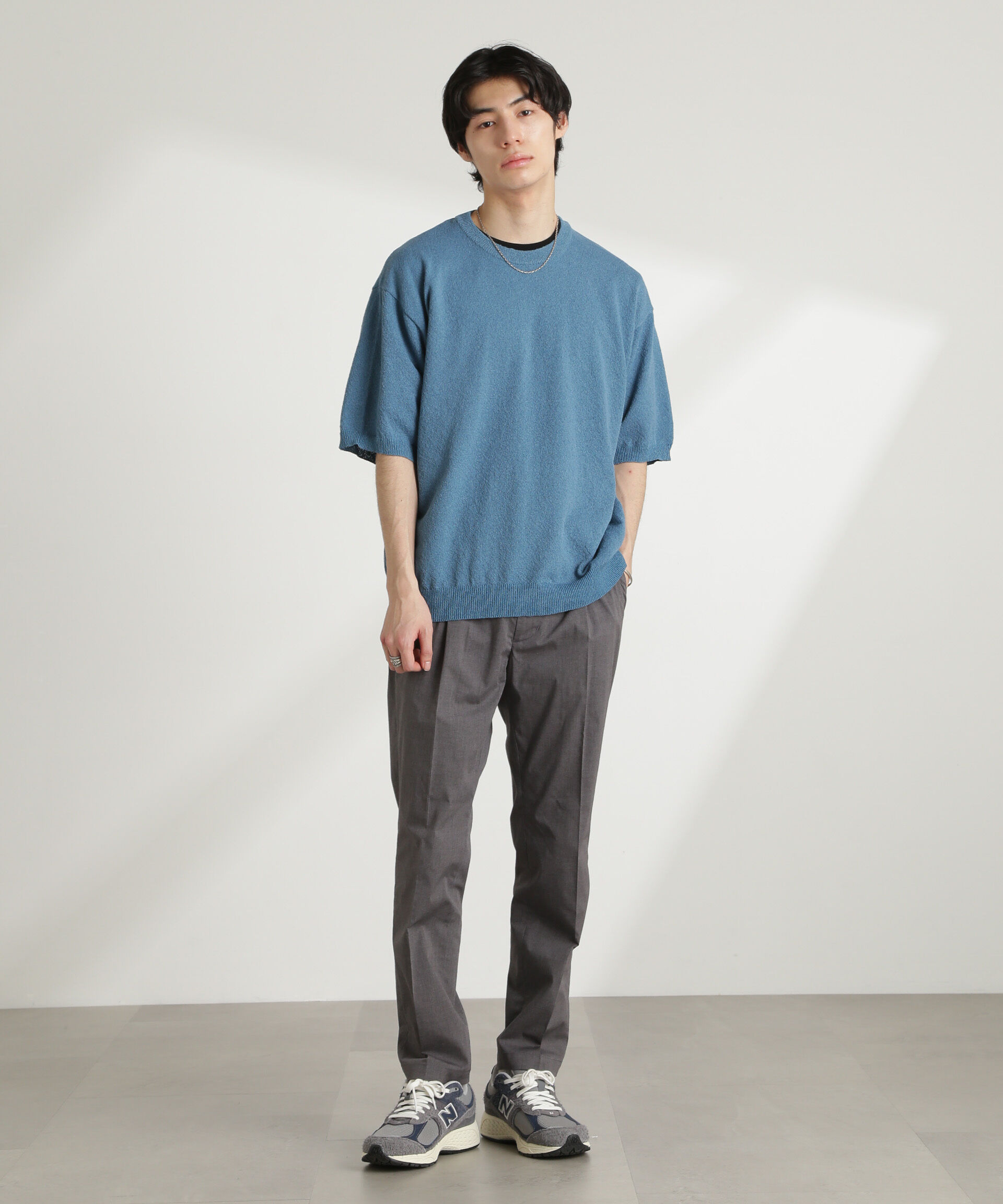 nano･universe「ブークレクルーネックニット 半袖」|ニット・セーター|