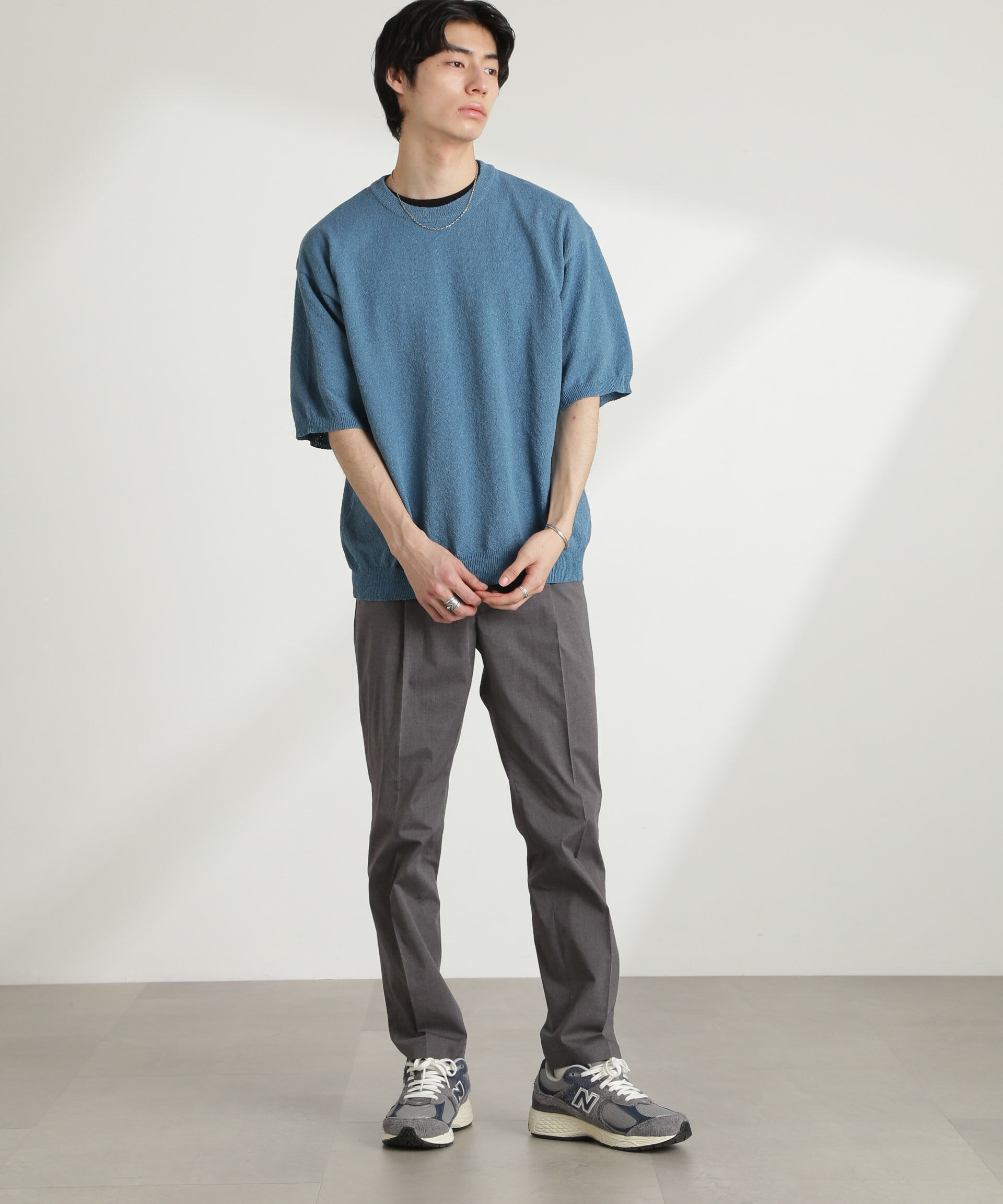 nano･universe「ブークレクルーネックニット 半袖」|ニット・セーター|