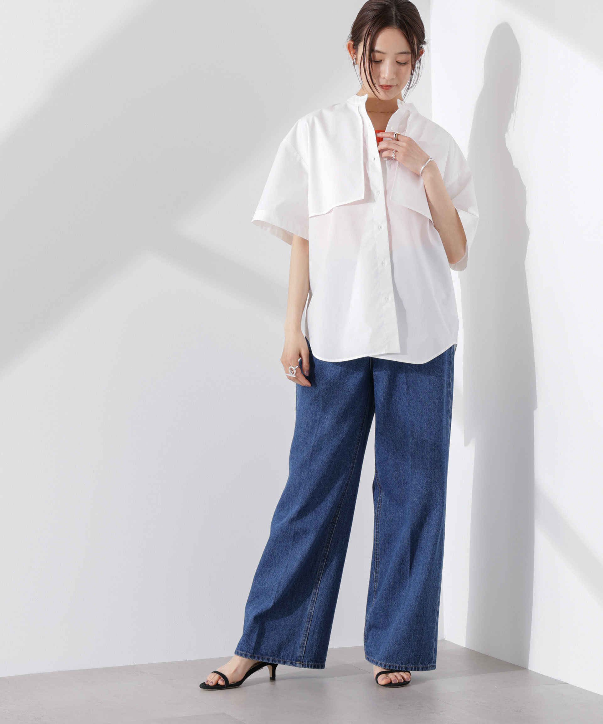 nano･universe「ケープディティール半袖シャツ」|シャツ・ブラウス|