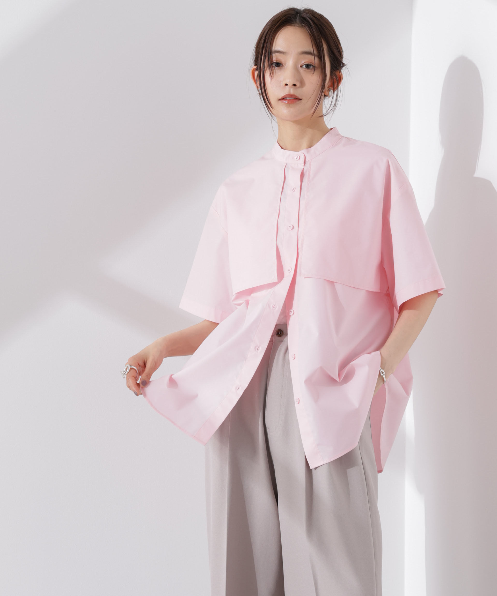 nano･universe「ケープディティール半袖シャツ」|シャツ・ブラウス|