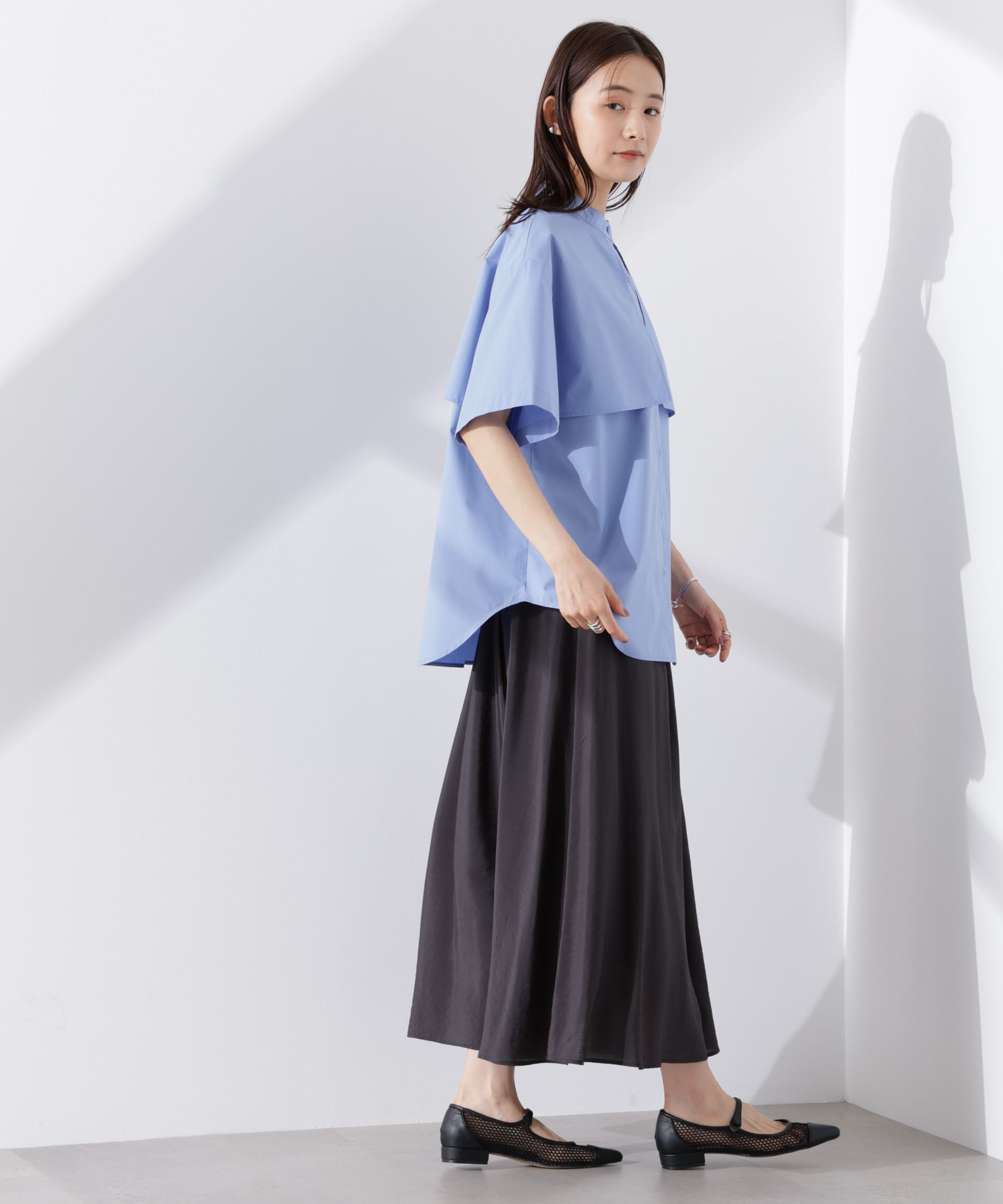 nano･universe「ケープディティール半袖シャツ」|シャツ・ブラウス|