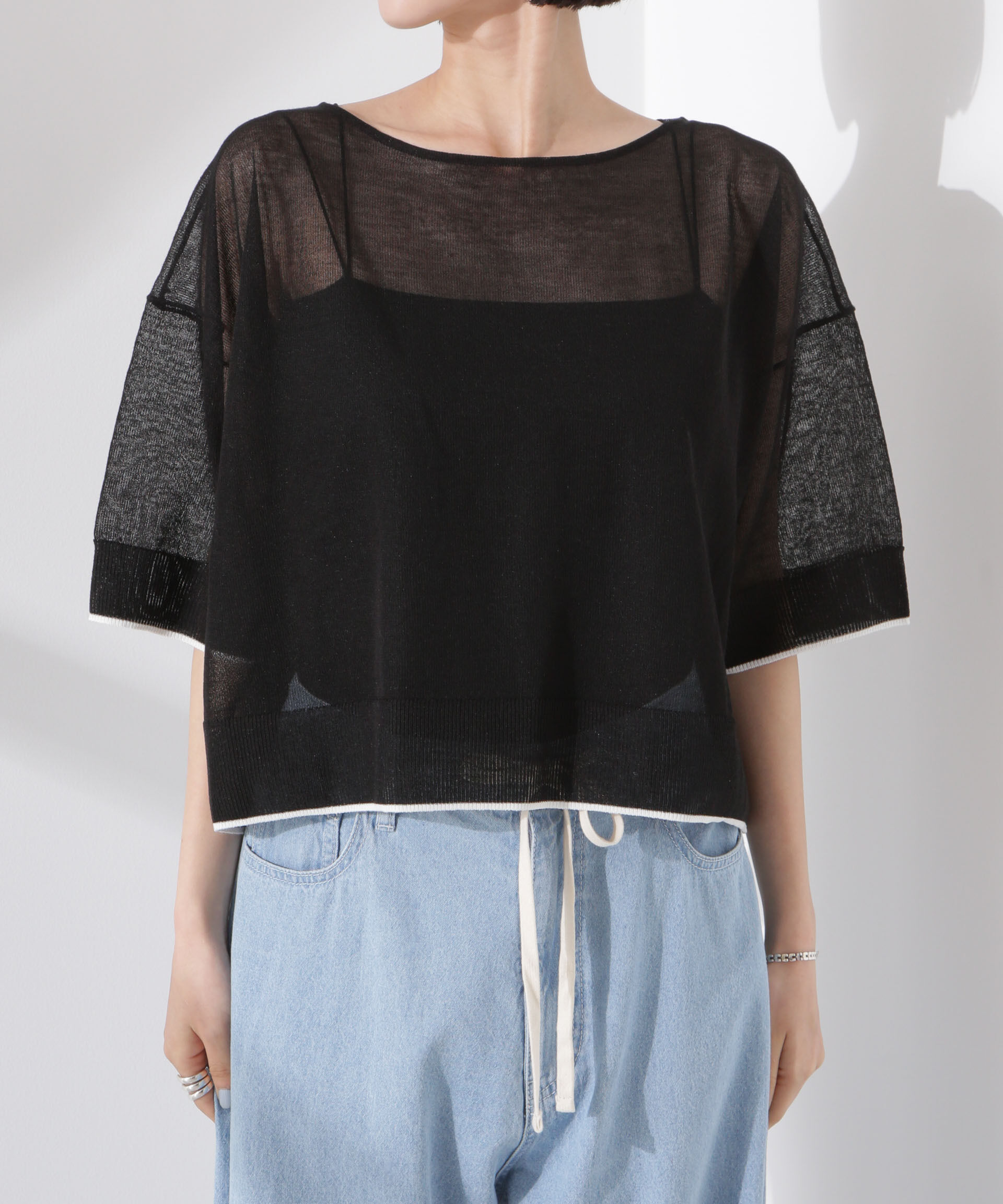 nano･universe「洗濯機洗可バイカラーシアーニット」|ニット・セーター|