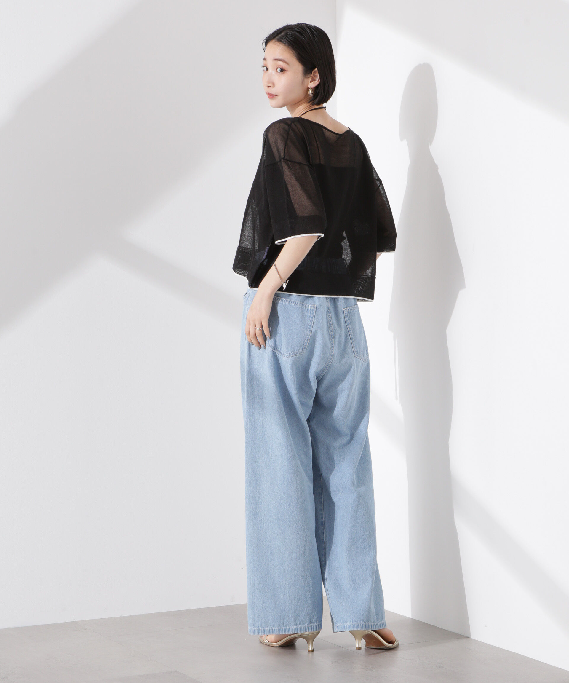 nano･universe「洗濯機洗可バイカラーシアーニット」|ニット・セーター|