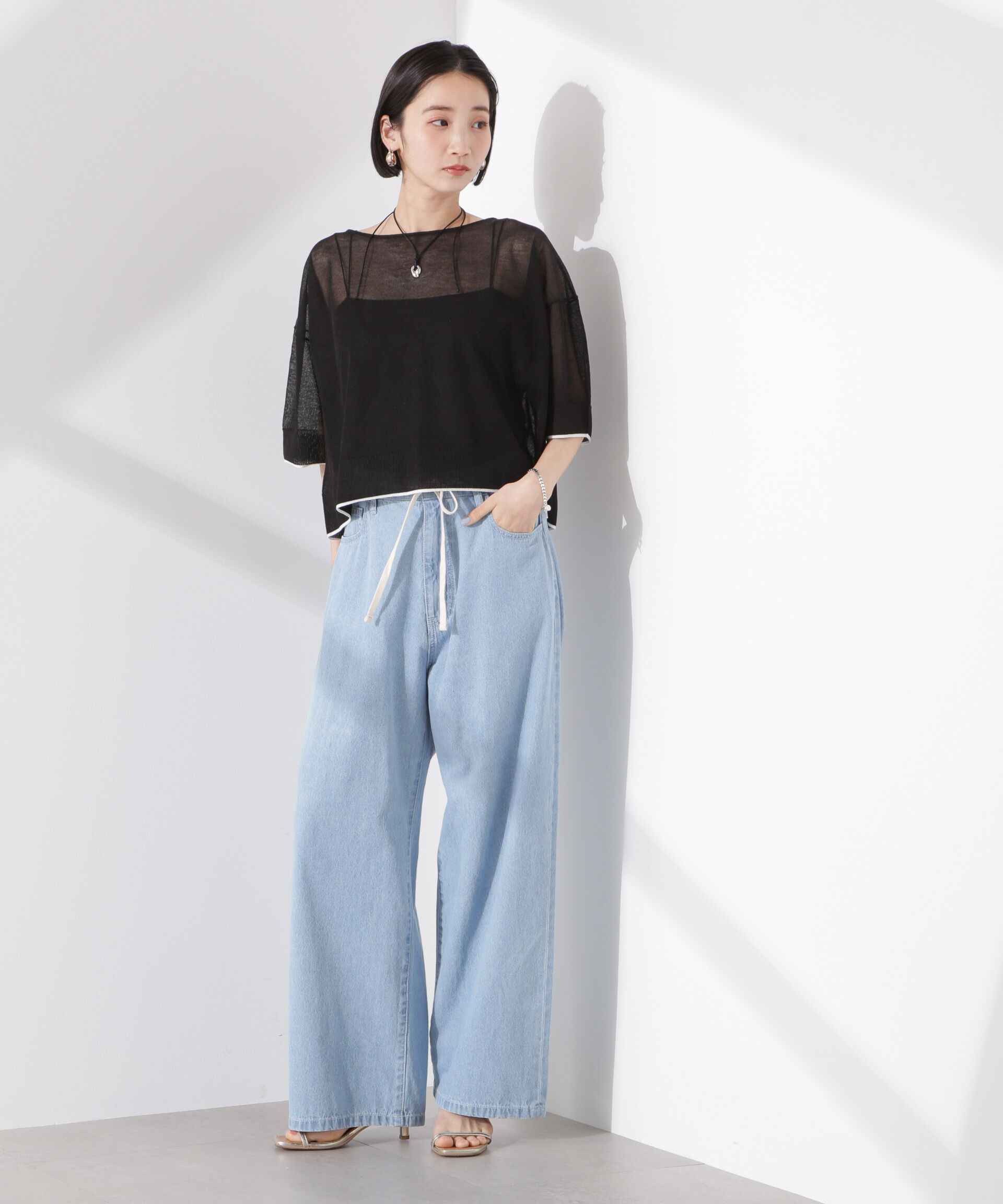 nano･universe「洗濯機洗可バイカラーシアーニット」|ニット・セーター|