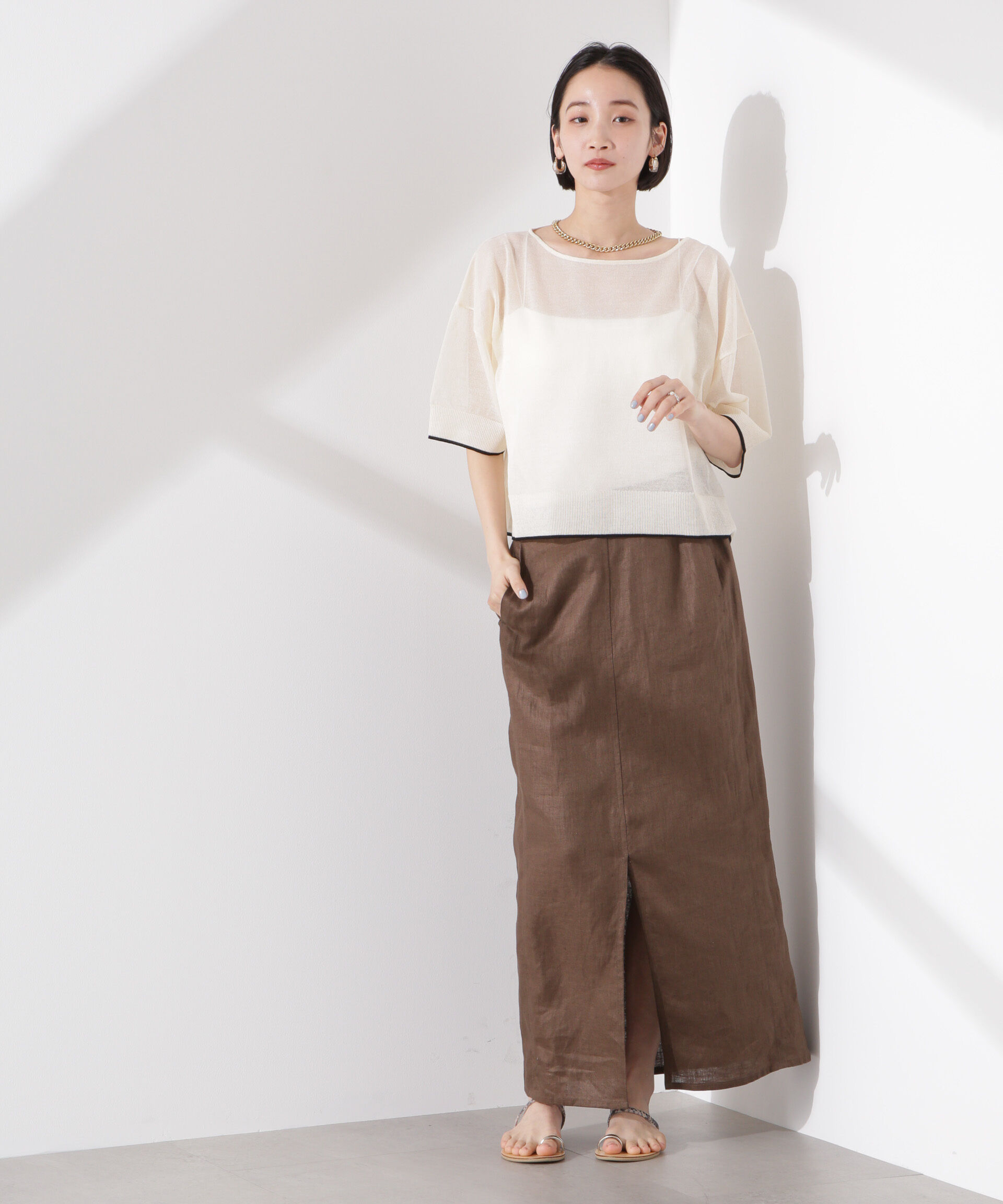 nano･universe「洗濯機洗可バイカラーシアーニット」|ニット・セーター|