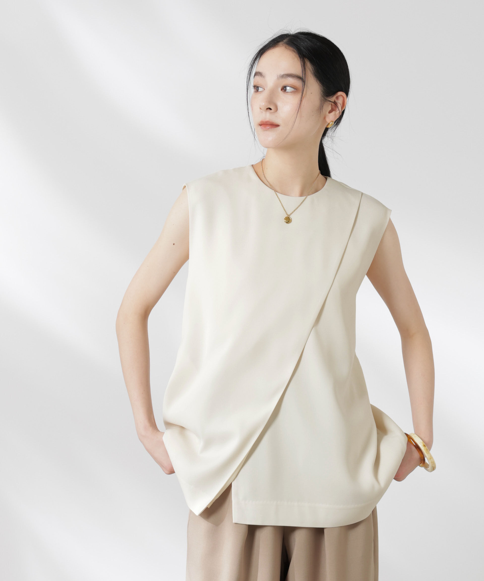 nano･universe「ダブルクロスフロントレイヤードブラウス (セットアップ可)」|シャツ・ブラウス|