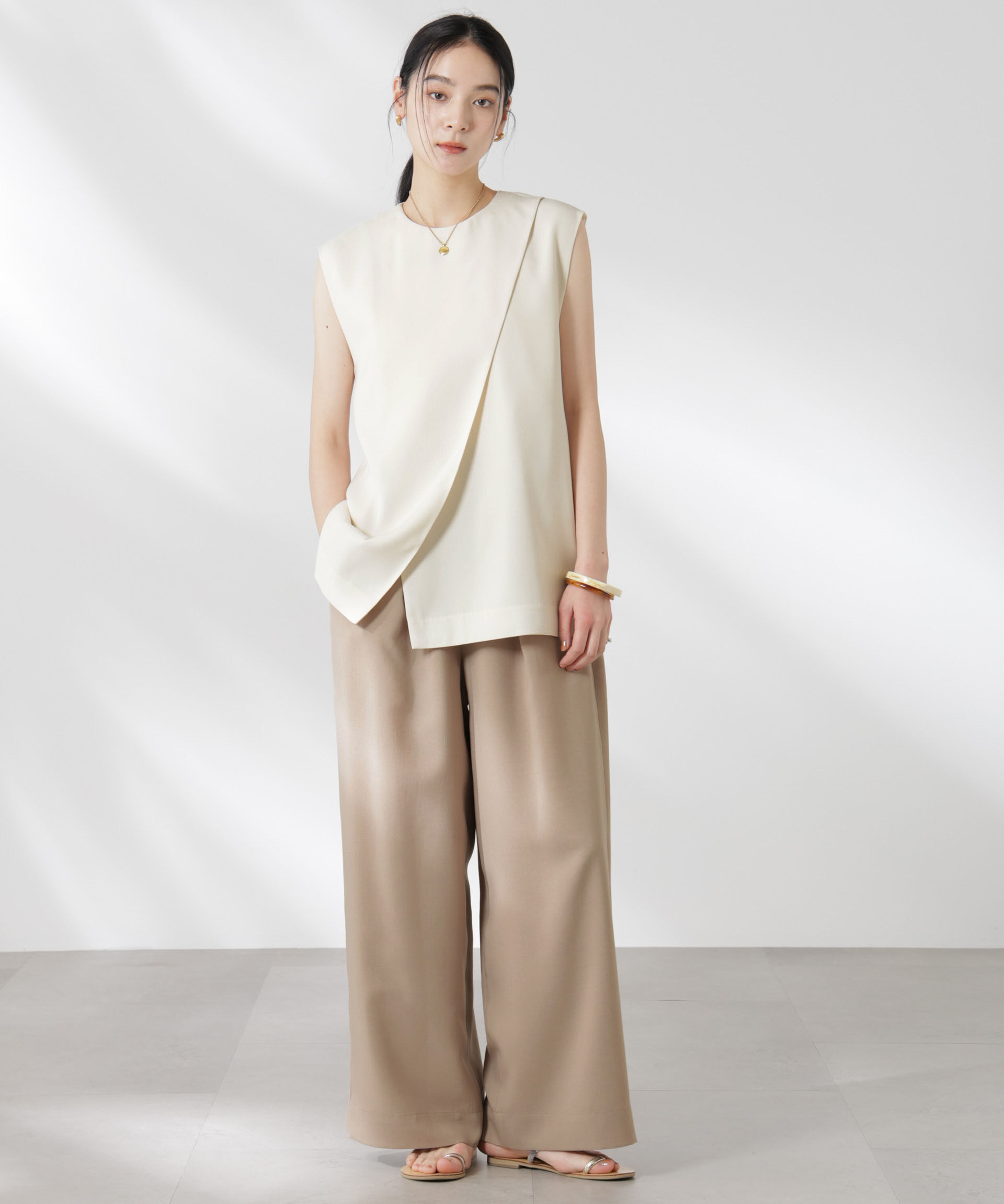 nano･universe「ダブルクロスフロントレイヤードブラウス (セットアップ可)」|シャツ・ブラウス|