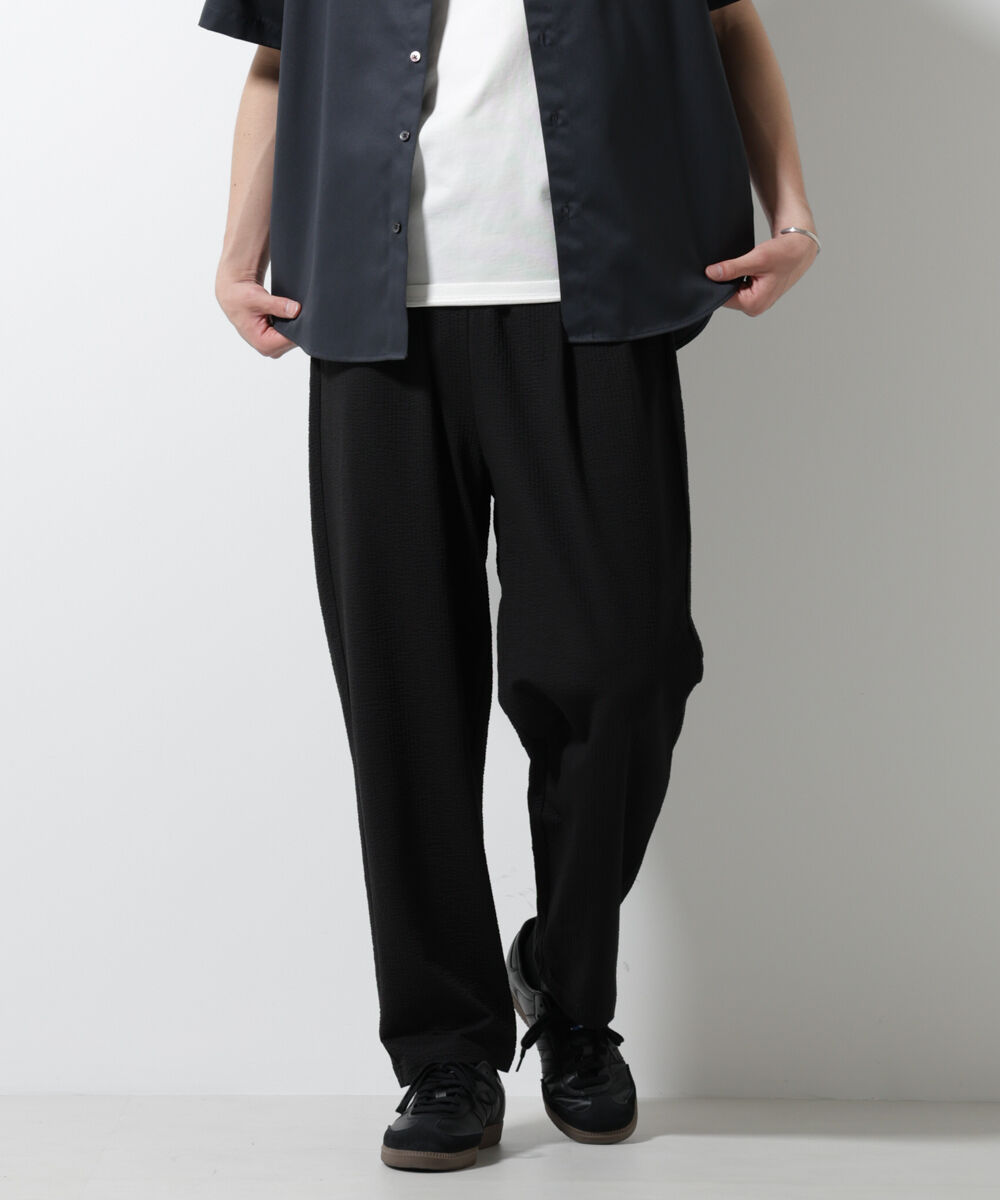 nano･universe「ジャージーサッカーワイドテーパードパンツ」|チノ|