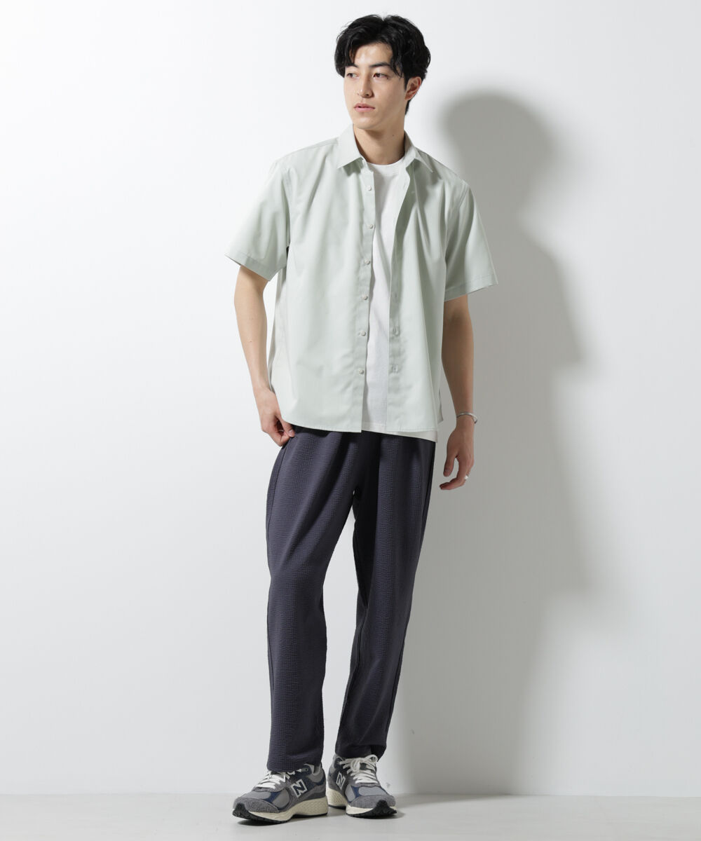 nano･universe「ジャージーサッカーワイドテーパードパンツ」|チノ|