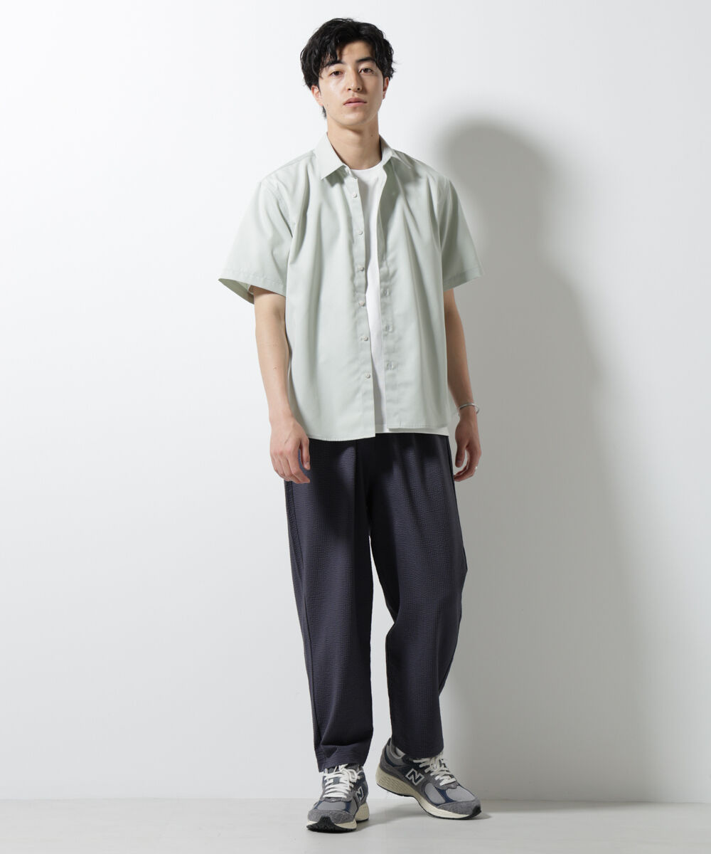 nano･universe「ジャージーサッカーワイドテーパードパンツ」|チノ|