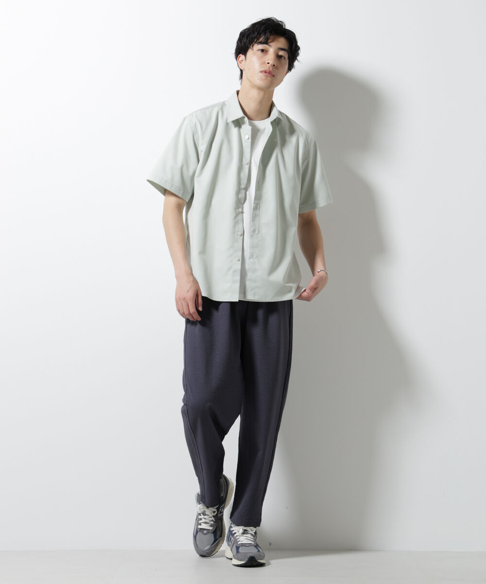 nano･universe「ジャージーサッカーワイドテーパードパンツ」|チノ|