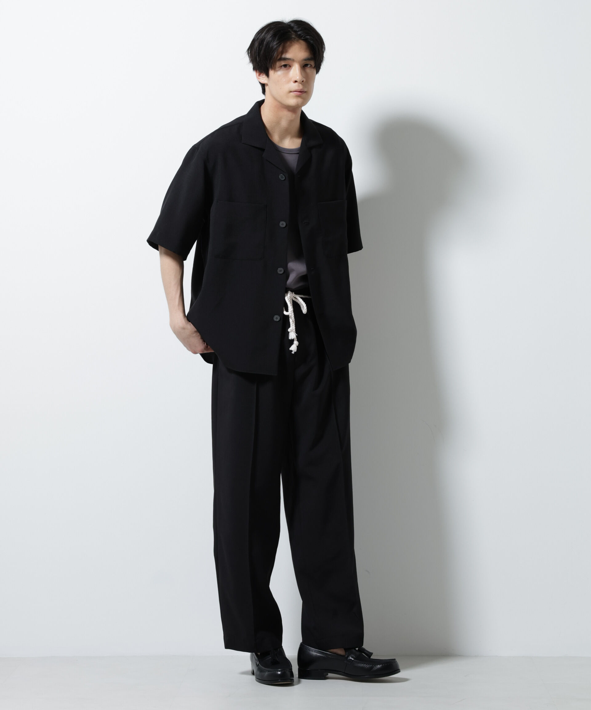 nano･universe「メランジドライオープンカラーシャツ（セットアップ可）」|シャツ・ブラウス|