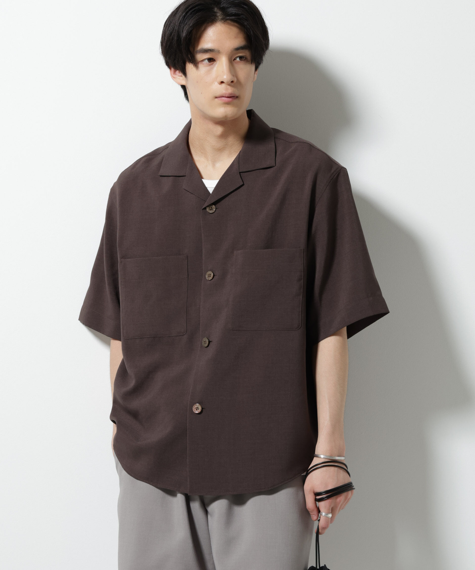 nano･universe「メランジドライオープンカラーシャツ（セットアップ可）」|シャツ・ブラウス|