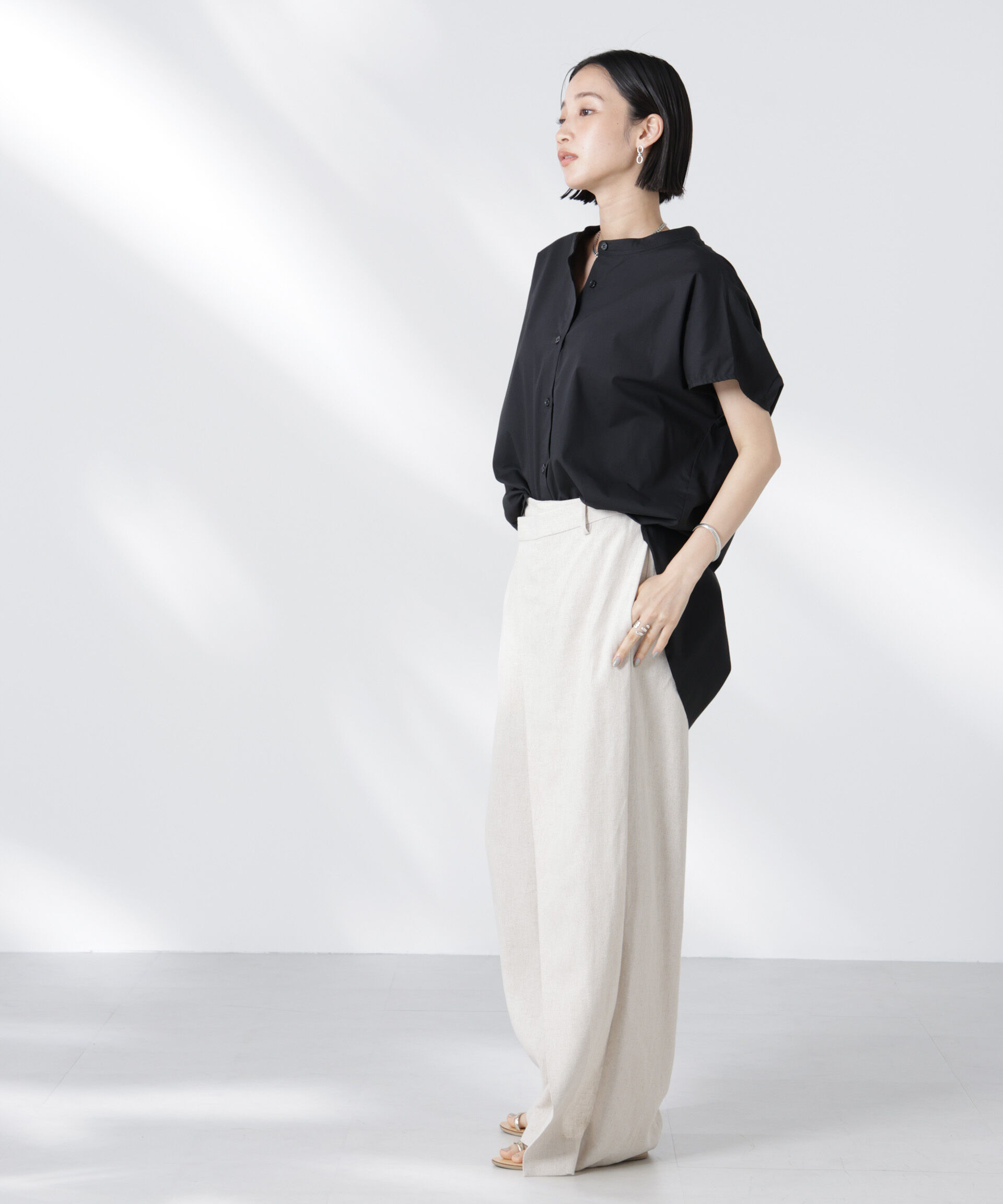 nano･universe「バックギャザーノースリーブブラウス」|シャツ・ブラウス|