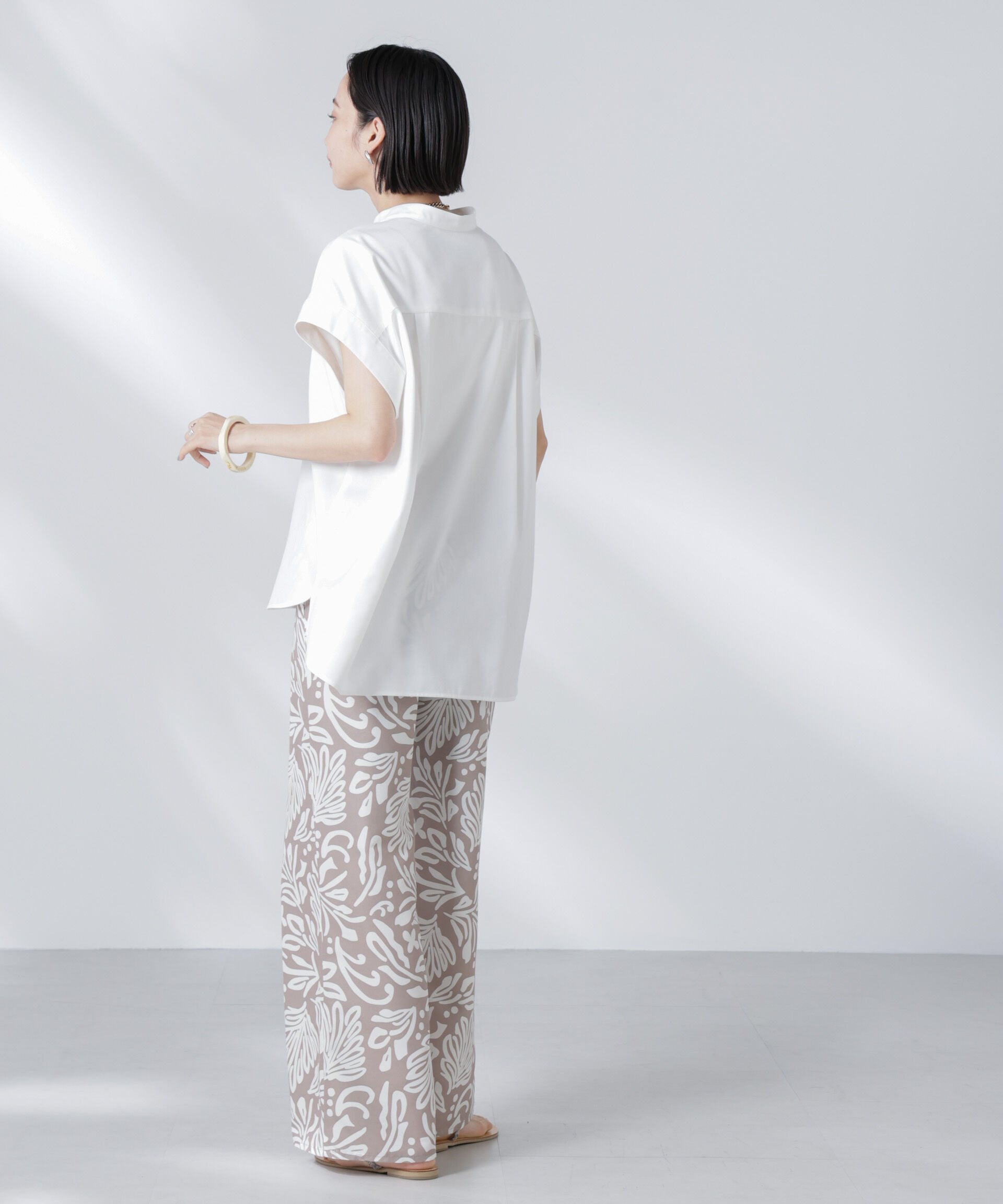 nano･universe「バンドカラーノースリーブシャツ(セットアップ可)」|シャツ・ブラウス|