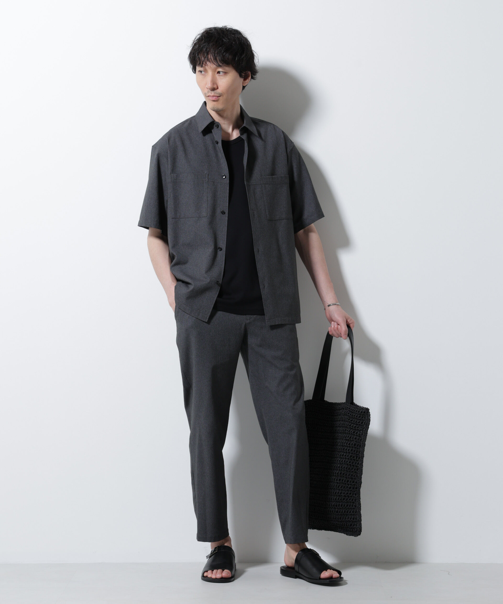 nano･universe「DotAir(R)ミニホールストレッチイージーパンツ/吸水速乾(セットアップ可)」|チノ|