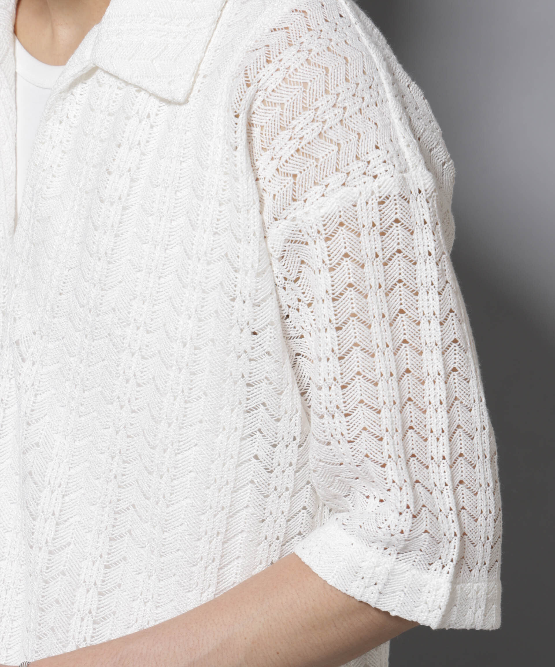 nano･universe「メッシュラッセル スキッパーポロ」|ニット・セーター|