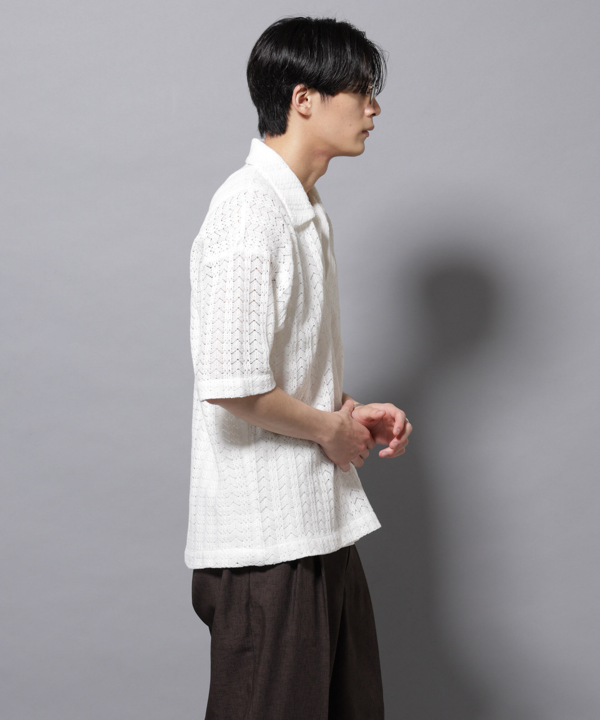 nano･universe「メッシュラッセル スキッパーポロ」|ニット・セーター|