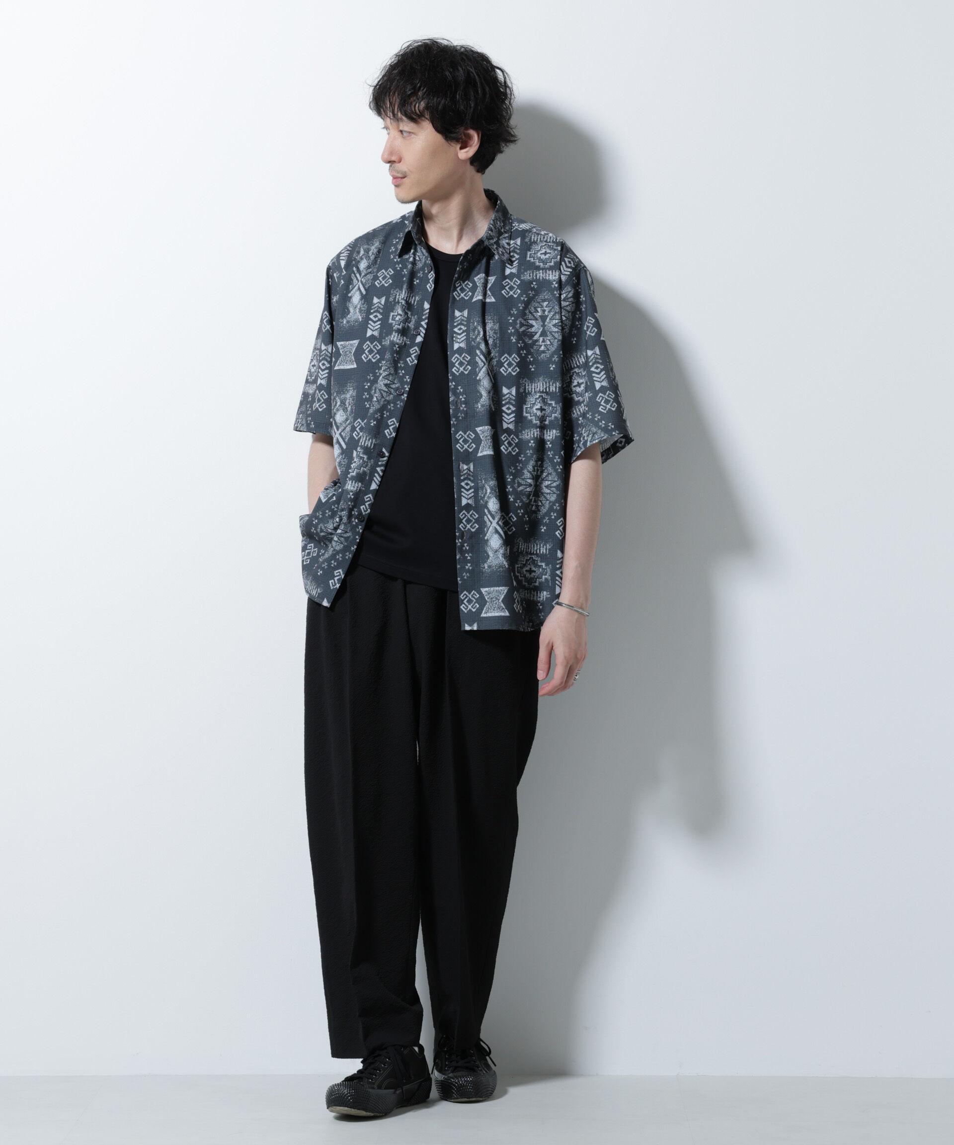 nano･universe「デジタルプリントシャツ 半袖」|シャツ・ブラウス|