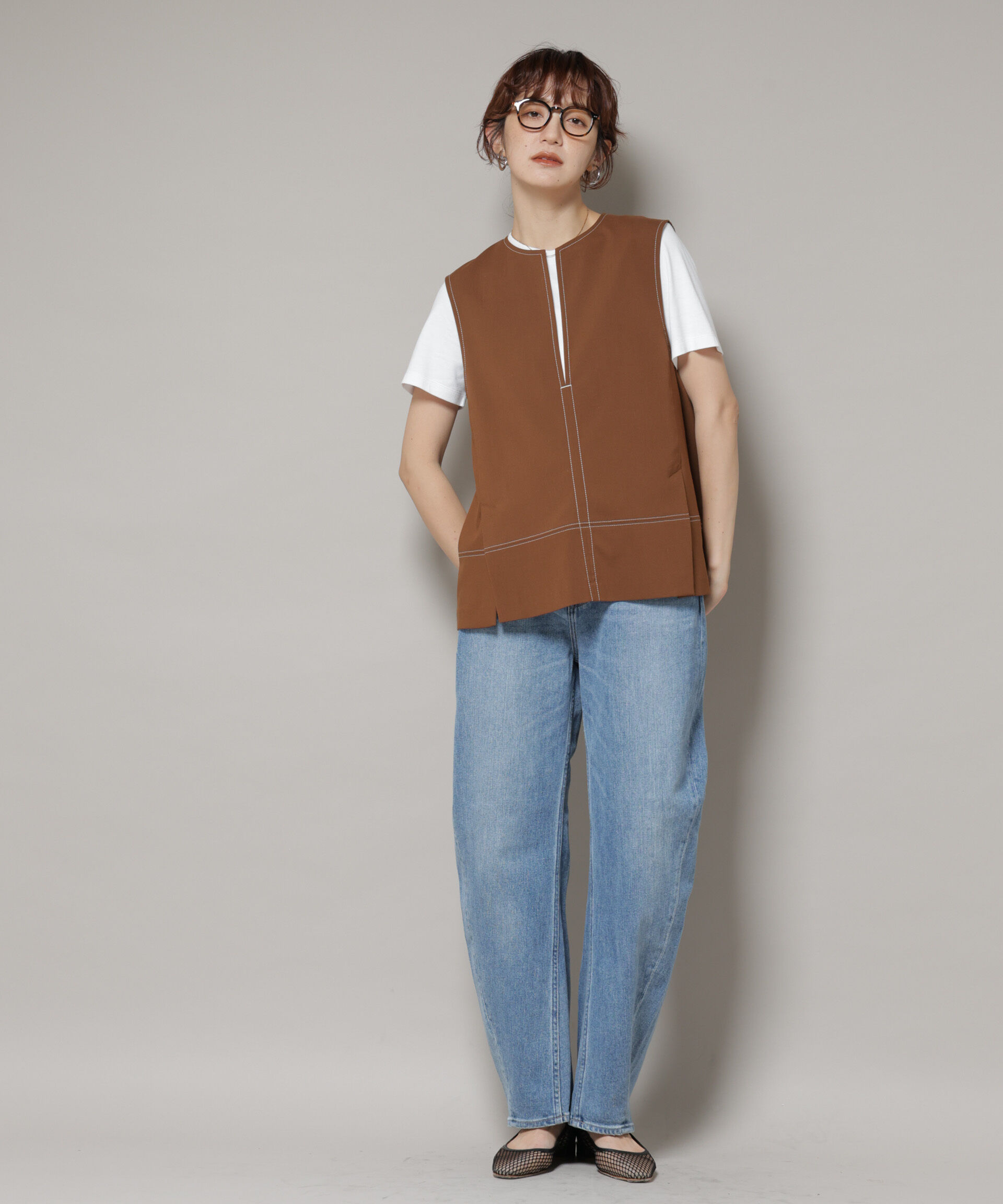 nano･universe「ドライウェザーストレッチバイカラーステッチベスト(セットアップ可)」|シャツ・ブラウス|