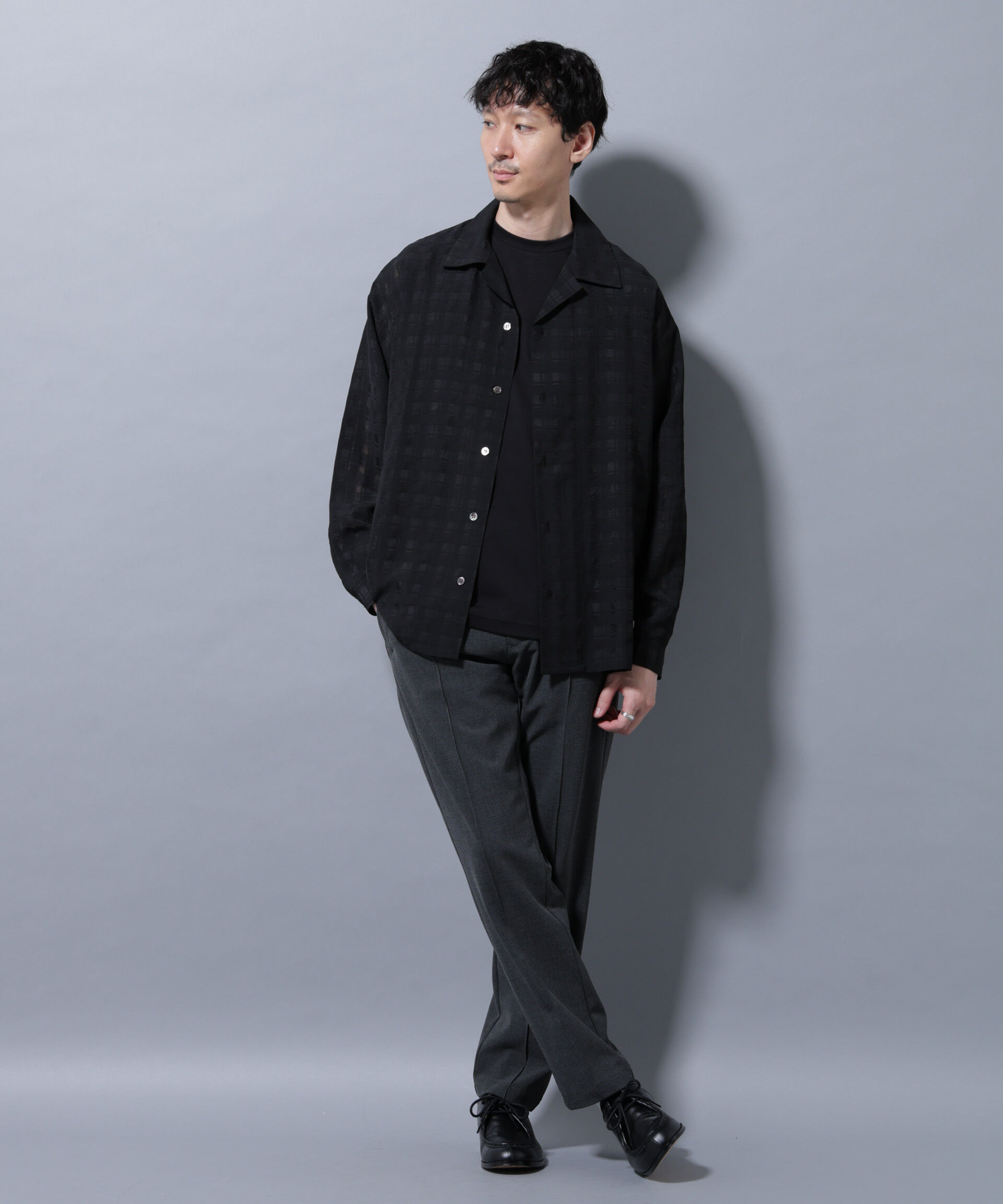 nano･universe「シースルーチェックシャツ 長袖」|シャツ・ブラウス|