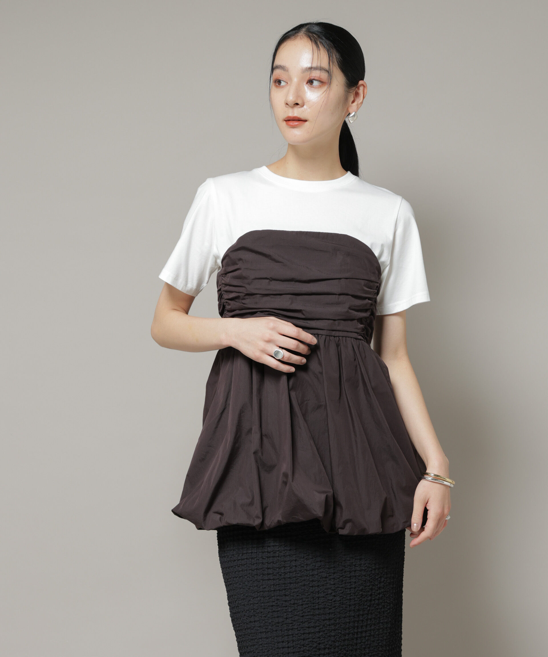 nano･universe「バルーンビスチェドッキングトップス」|Tシャツ・カットソー|