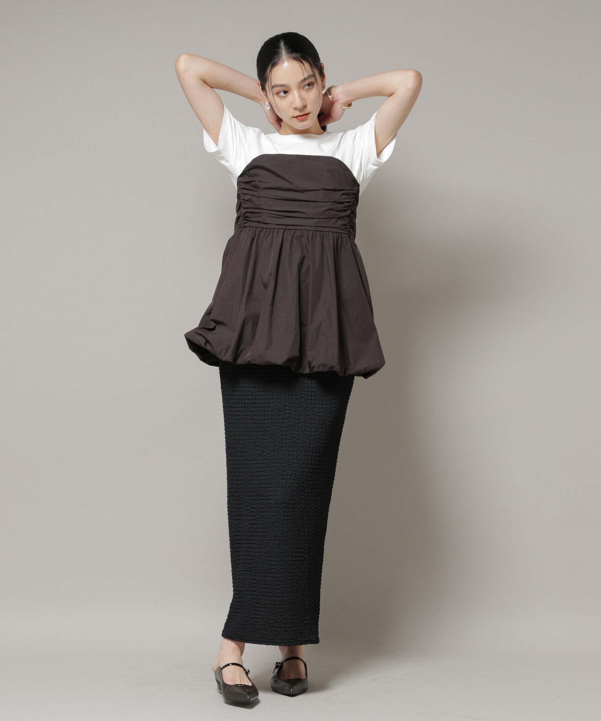 nano･universe「バルーンビスチェドッキングトップス」|Tシャツ・カットソー|