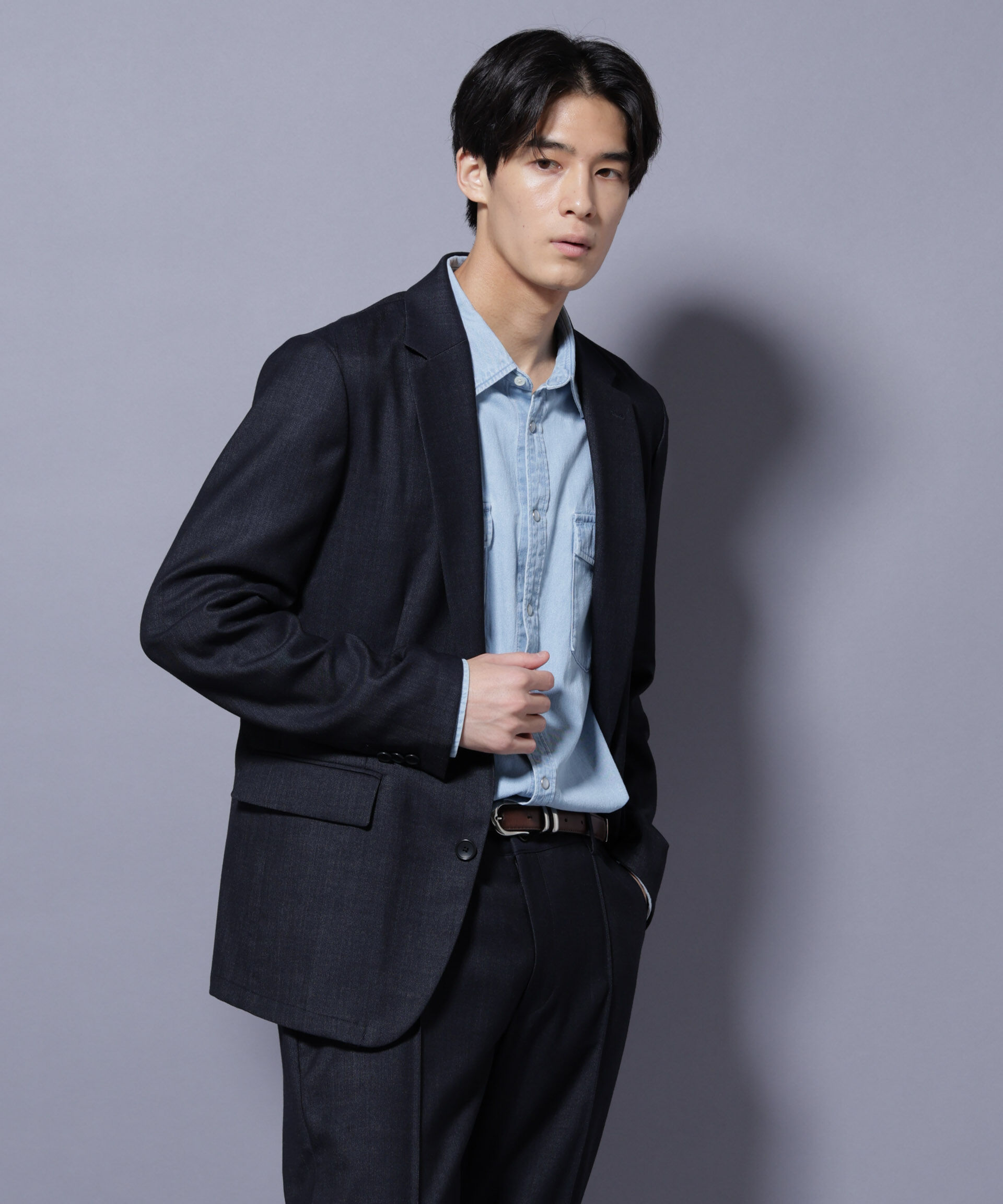 nano･universe「「N JACKET PREMIUM」ウールデニムジャケット/STRETCH(セットアップ可)」|スーツ|ネイビー