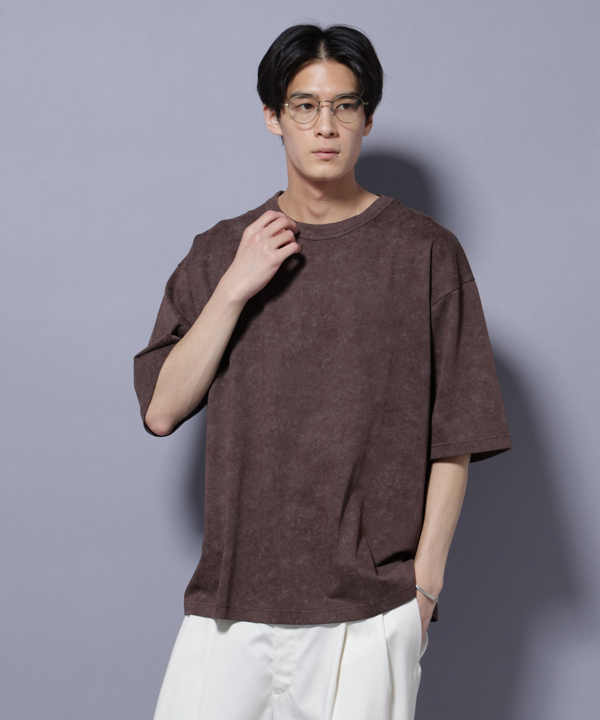 nano･universe「フェードカラーTシャツ 半袖」|Tシャツ・カットソー|ブラウン