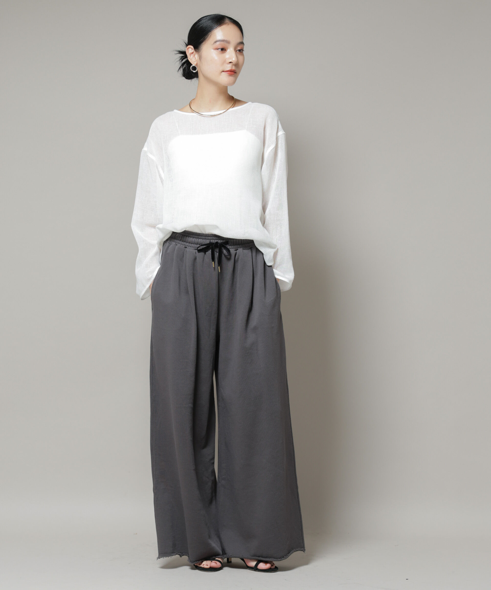 nano･universe「オーバーサイズメッシュブラウス」|シャツ・ブラウス|