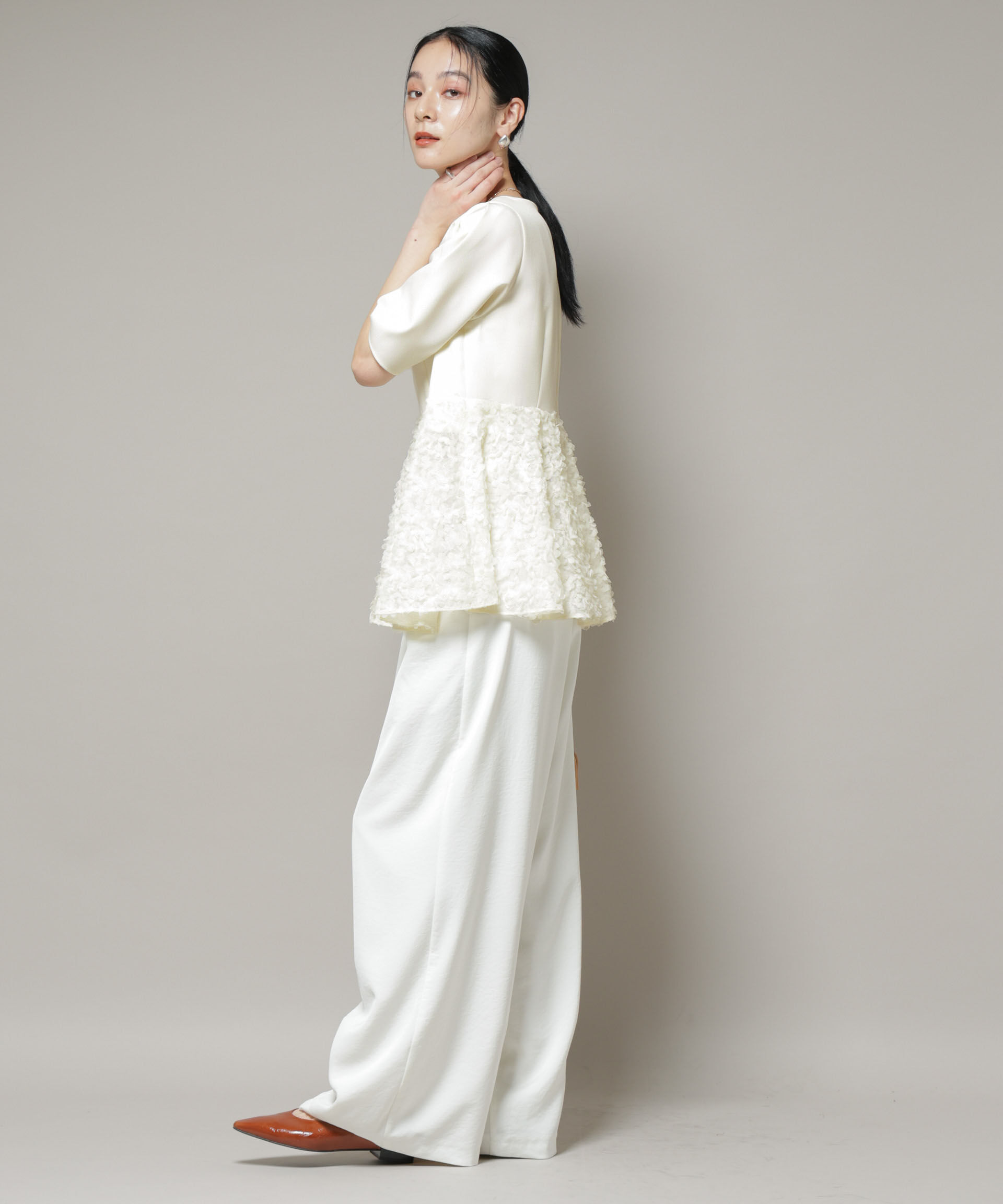 nano･universe「ペタルエンブロイダリーペプラムブラウス」|シャツ・ブラウス|