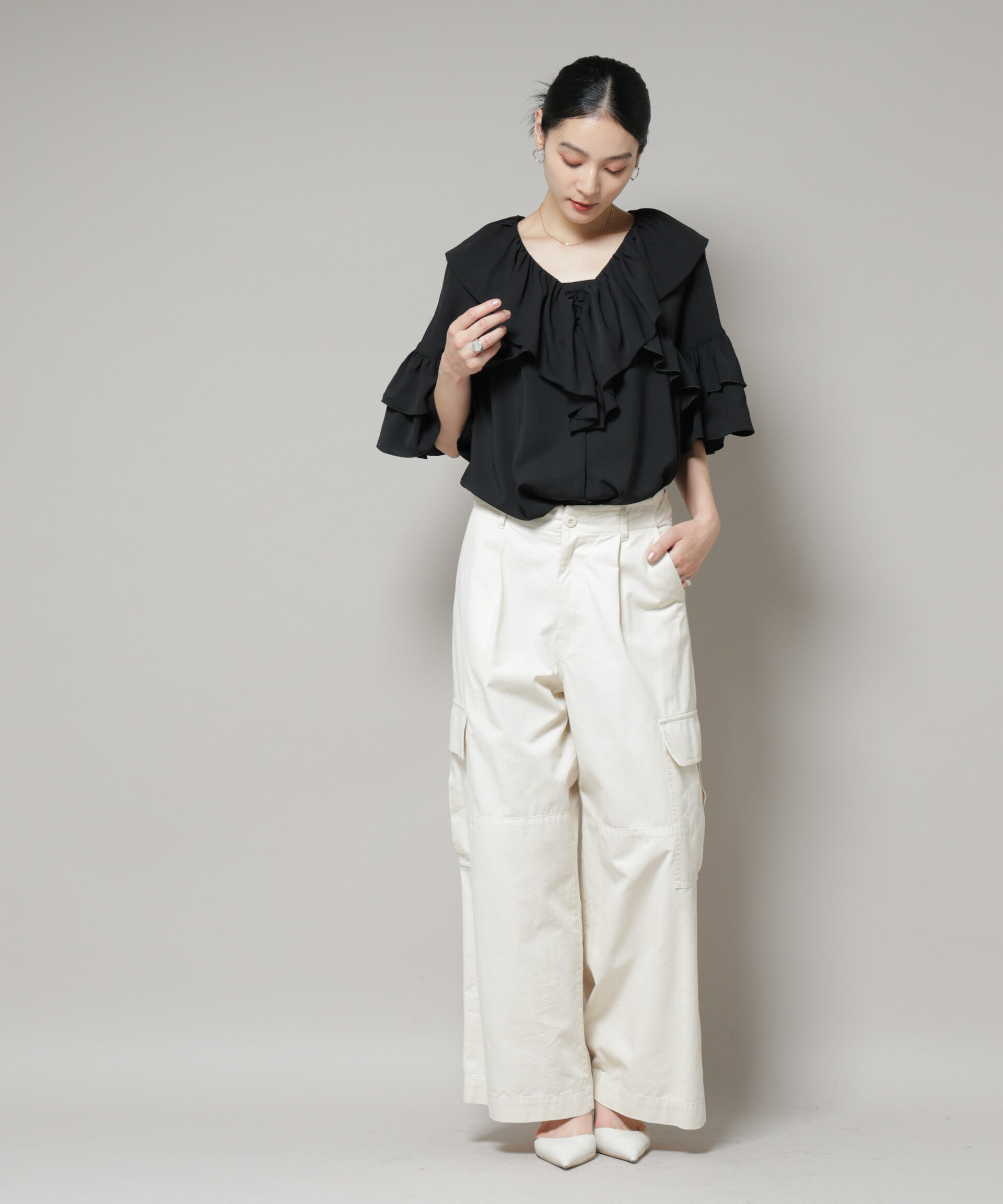 nano･universe「ピコフリルフレアブラウス」|シャツ・ブラウス|