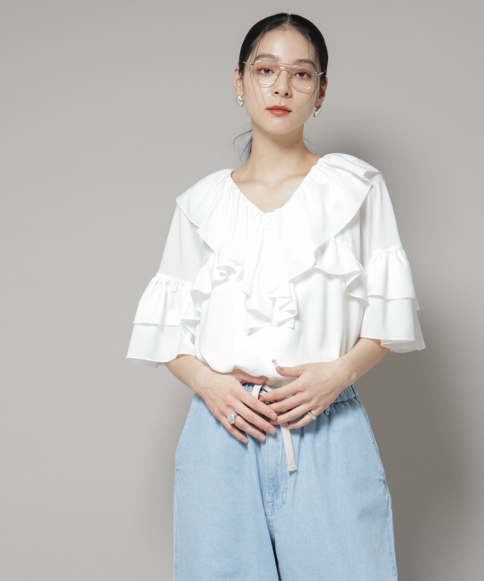 nano･universe「ピコフリルフレアブラウス」|シャツ・ブラウス|