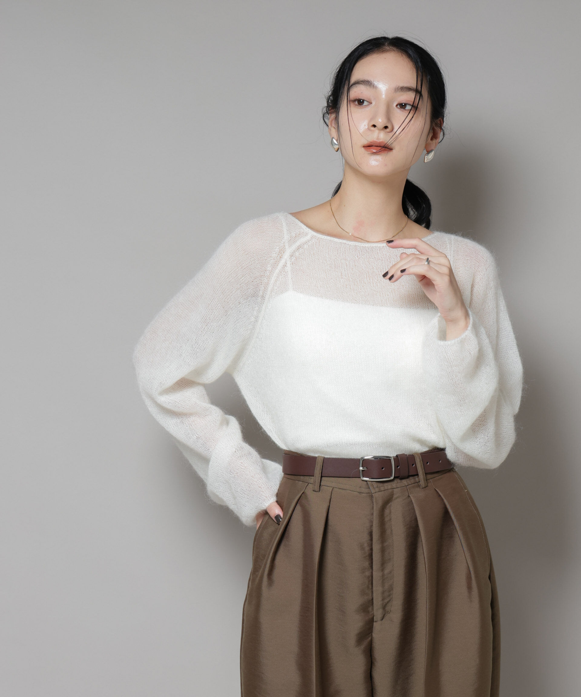 nano･universe「モヘヤ混天竺シアーニット」|ニット・セーター|