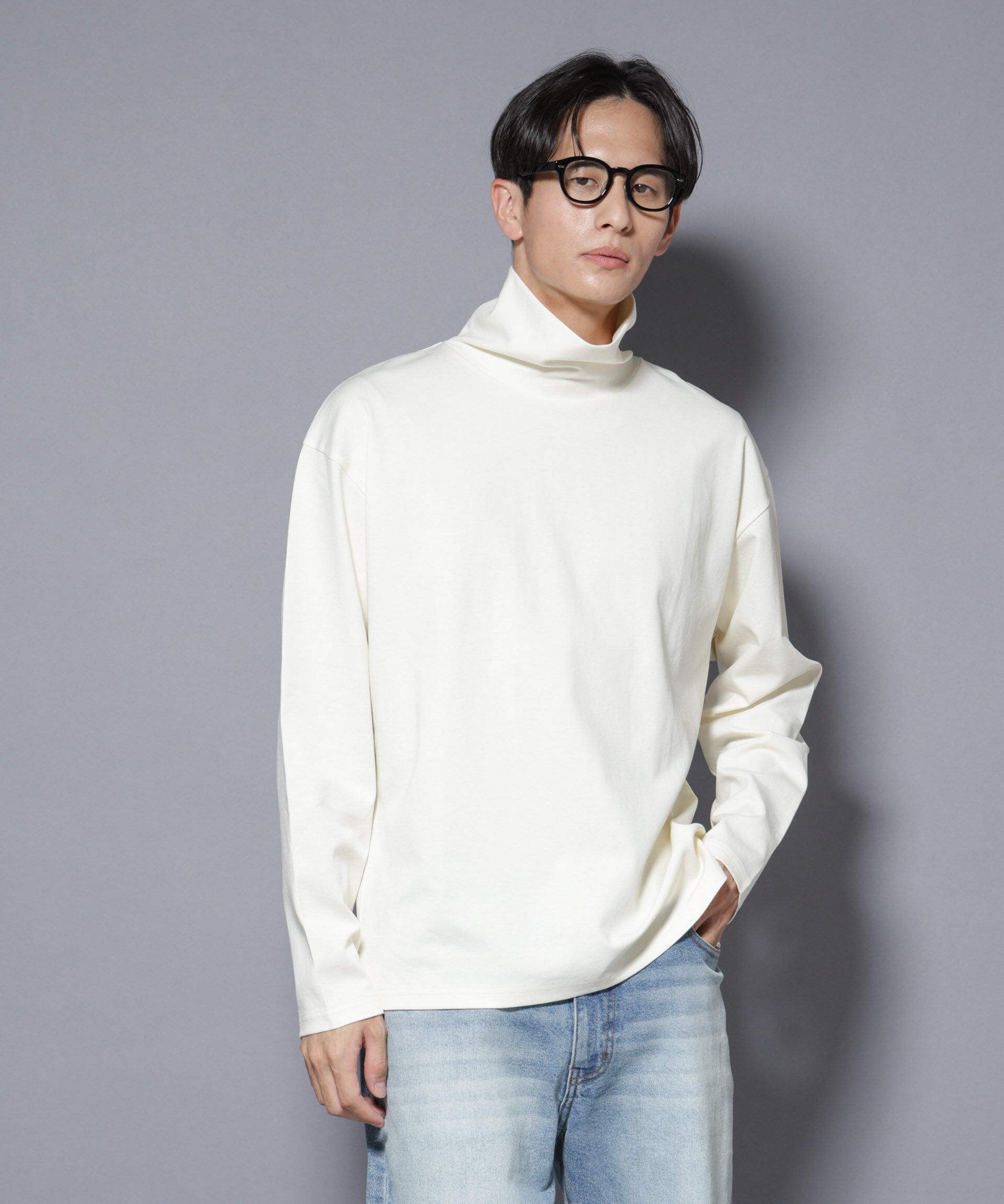 nano･universe「｢NJ/CLUB｣ ポンチタートルネック」|Tシャツ・カットソー|ホワイト