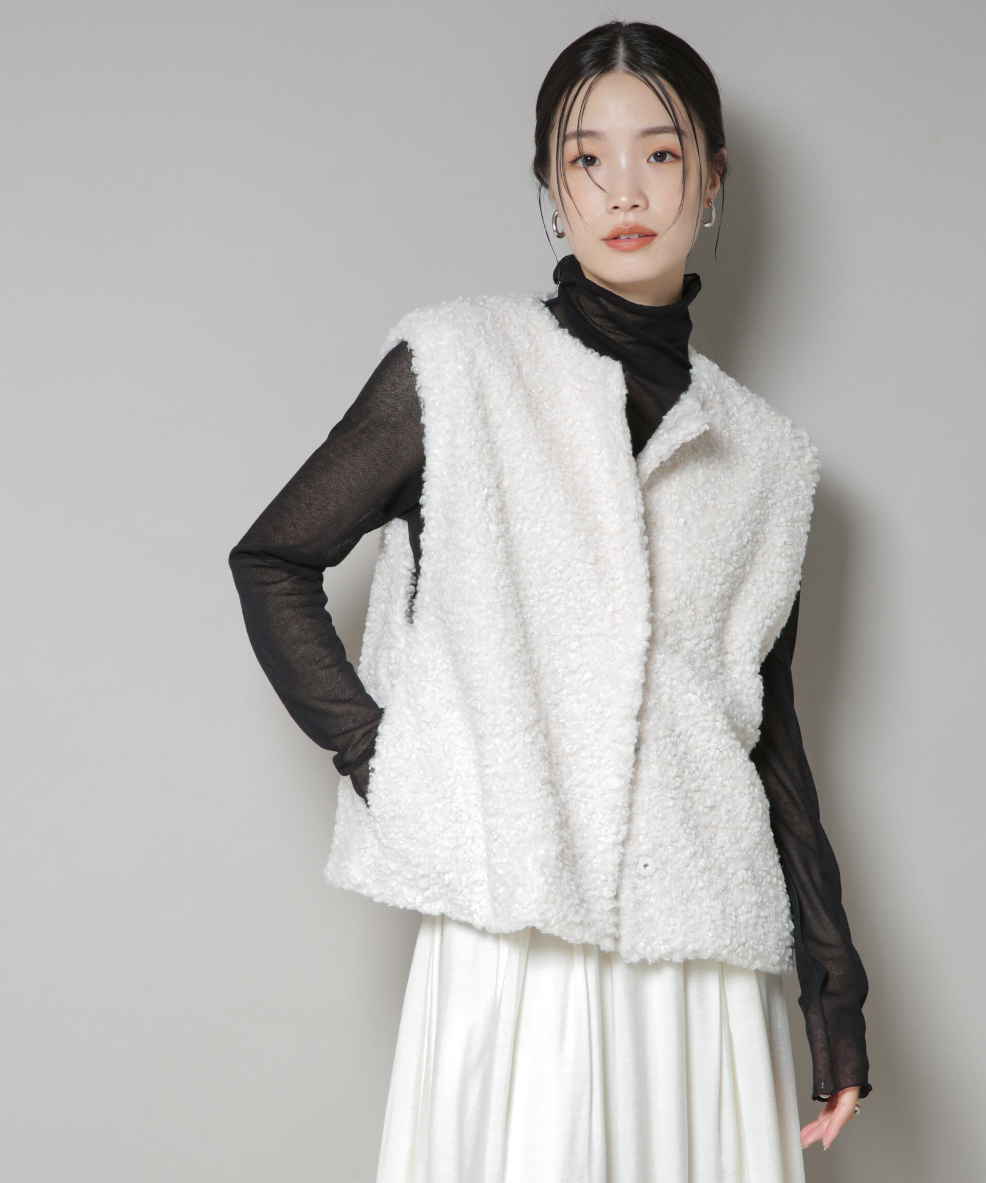 nano･universe「カーリングフェイクファージレ」|テーラードジャケット|アイボリー7