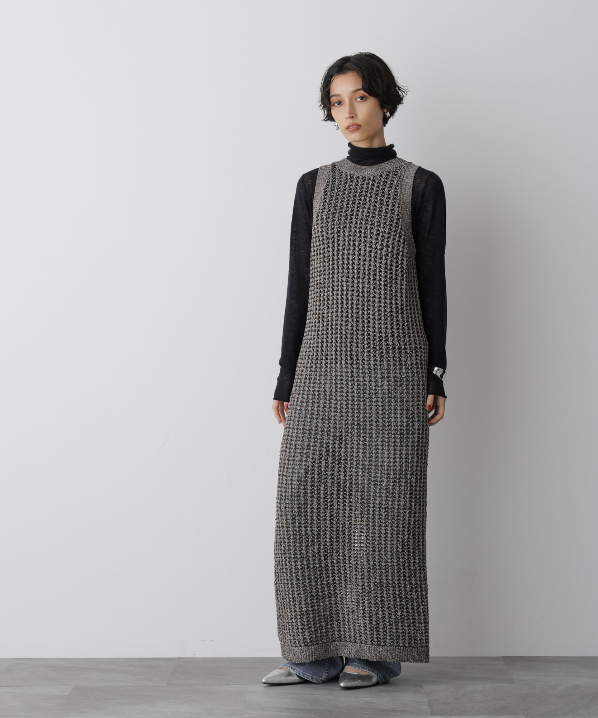 nano･universe「「STEVELOUR」シャイニーレースニットワンピース」|ニット・セーター|