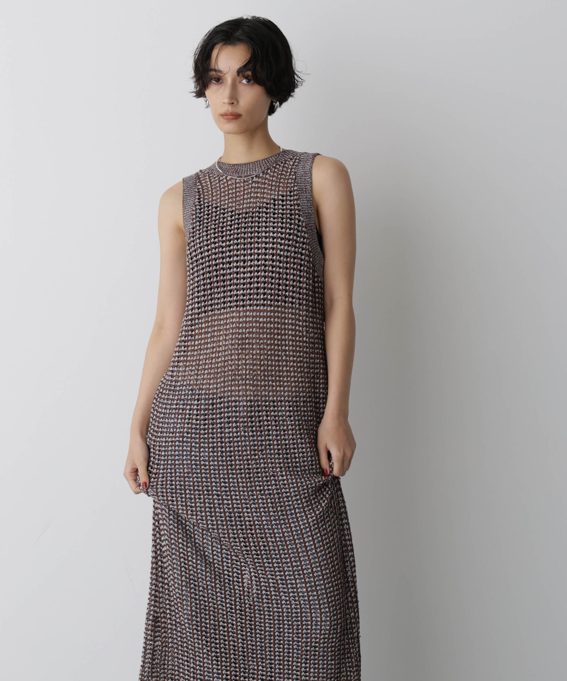 nano･universe「「STEVELOUR」シャイニーレースニットワンピース」|ニット・セーター|