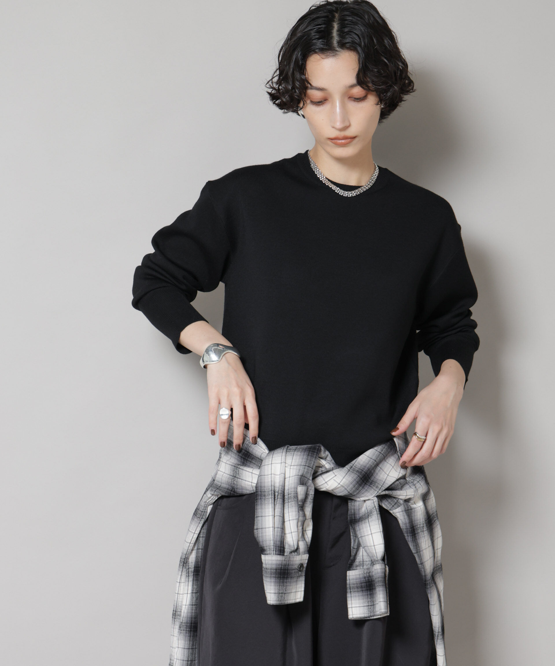 nano･universe「毛玉レスニットスムースクルーネックプルオーバー」|ニット・セーター|